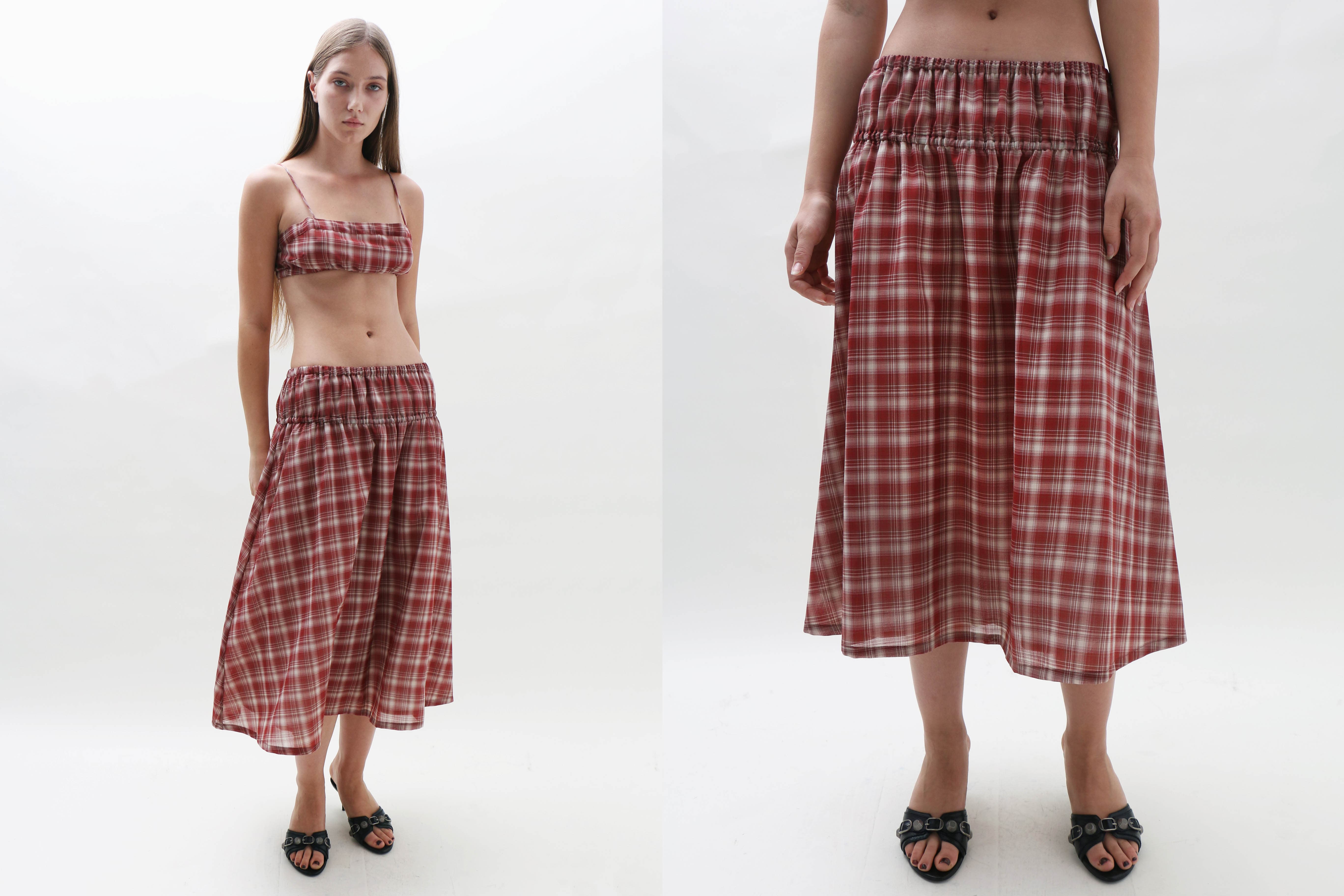 Maimoun Pari Desai Brick Plaid Lusha Skirt