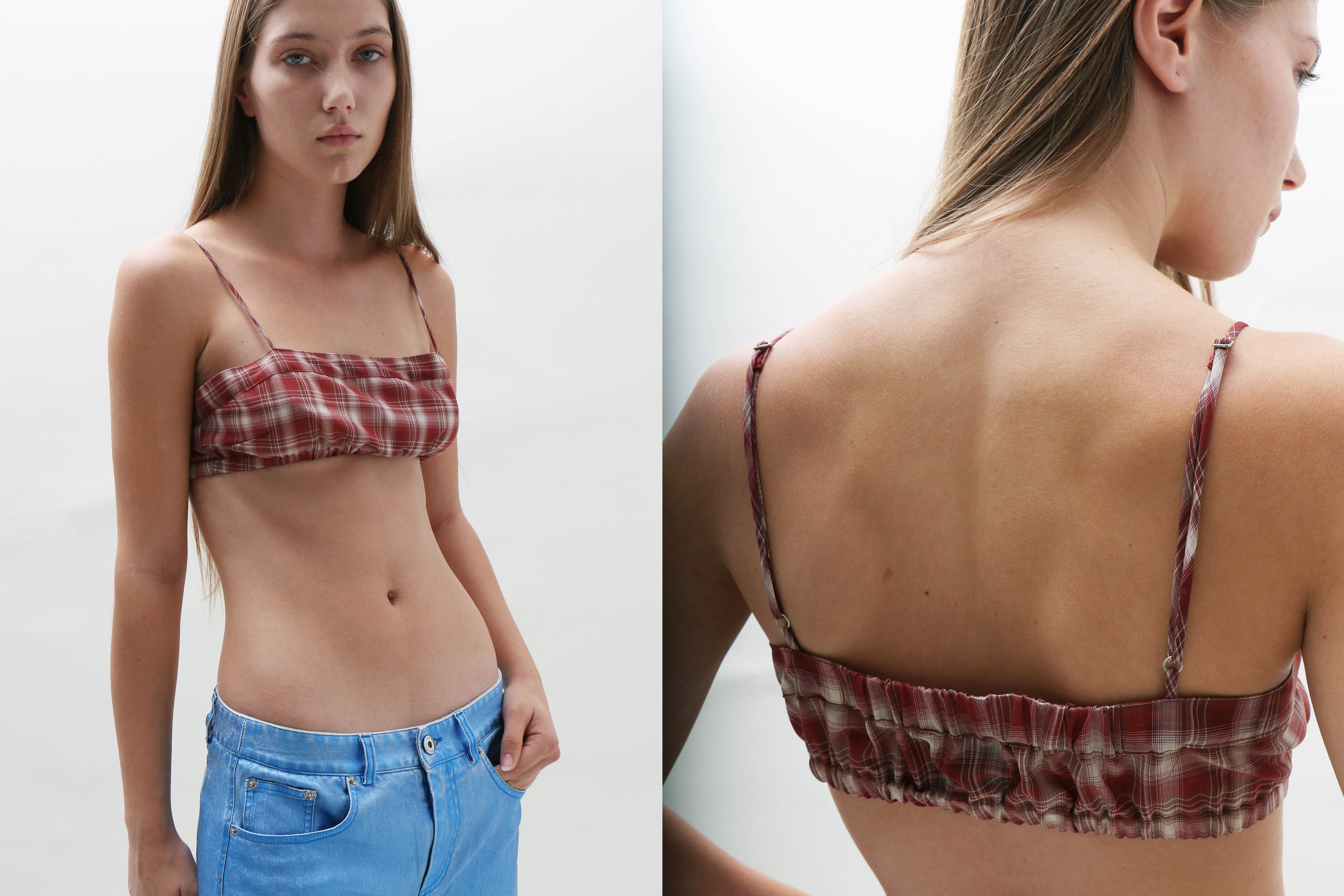 Maimoun Pari Desai Brick Plaid Elgan Bralet
