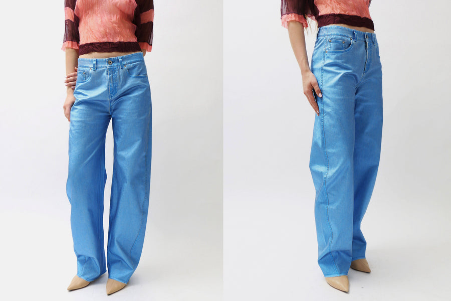 Maimoun Priscavera Metallic Blue Cocoon Jeans
