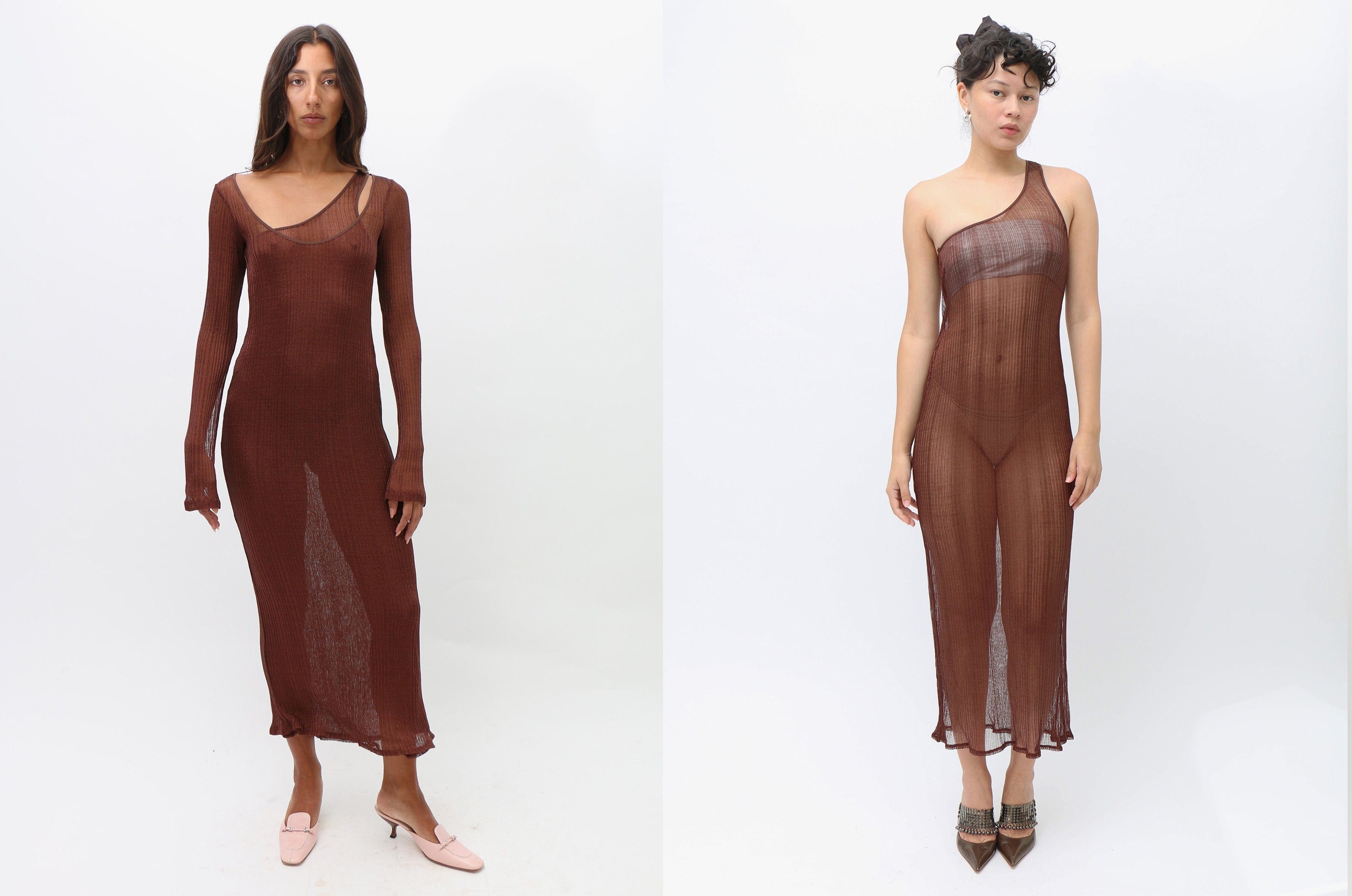 Maimoun Priscavera Bronze Double Layer Maxi Dress