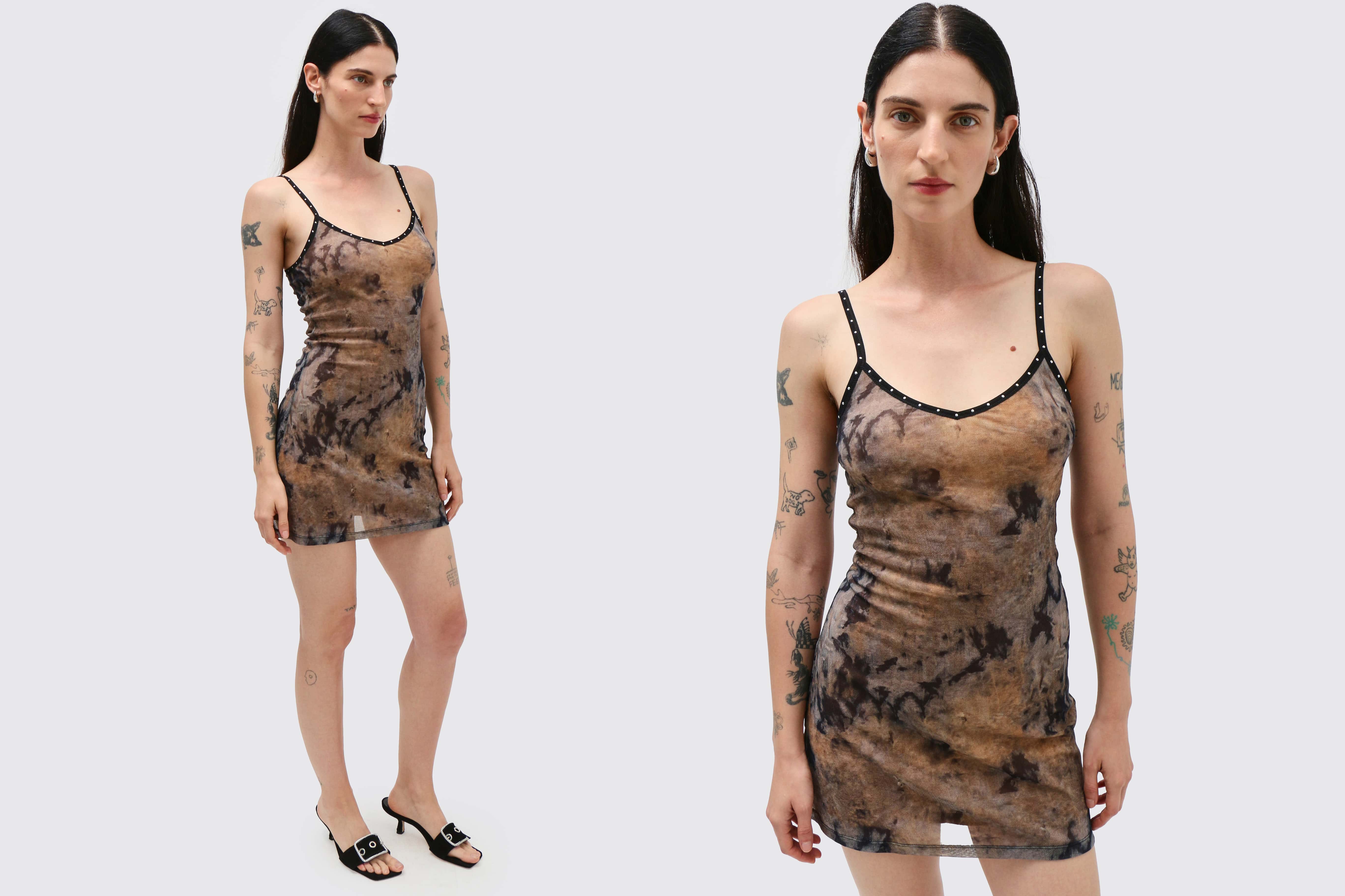 Maimoun Priscavera Dune Wash Studded Mini Dress