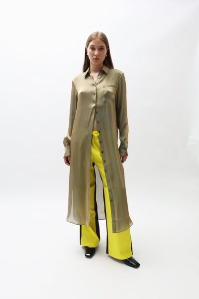 Olive Button Down Dress, L