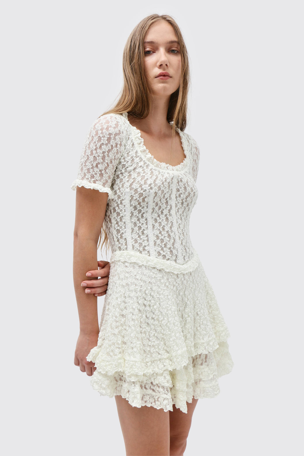 Stretch Lace Mini Dress L