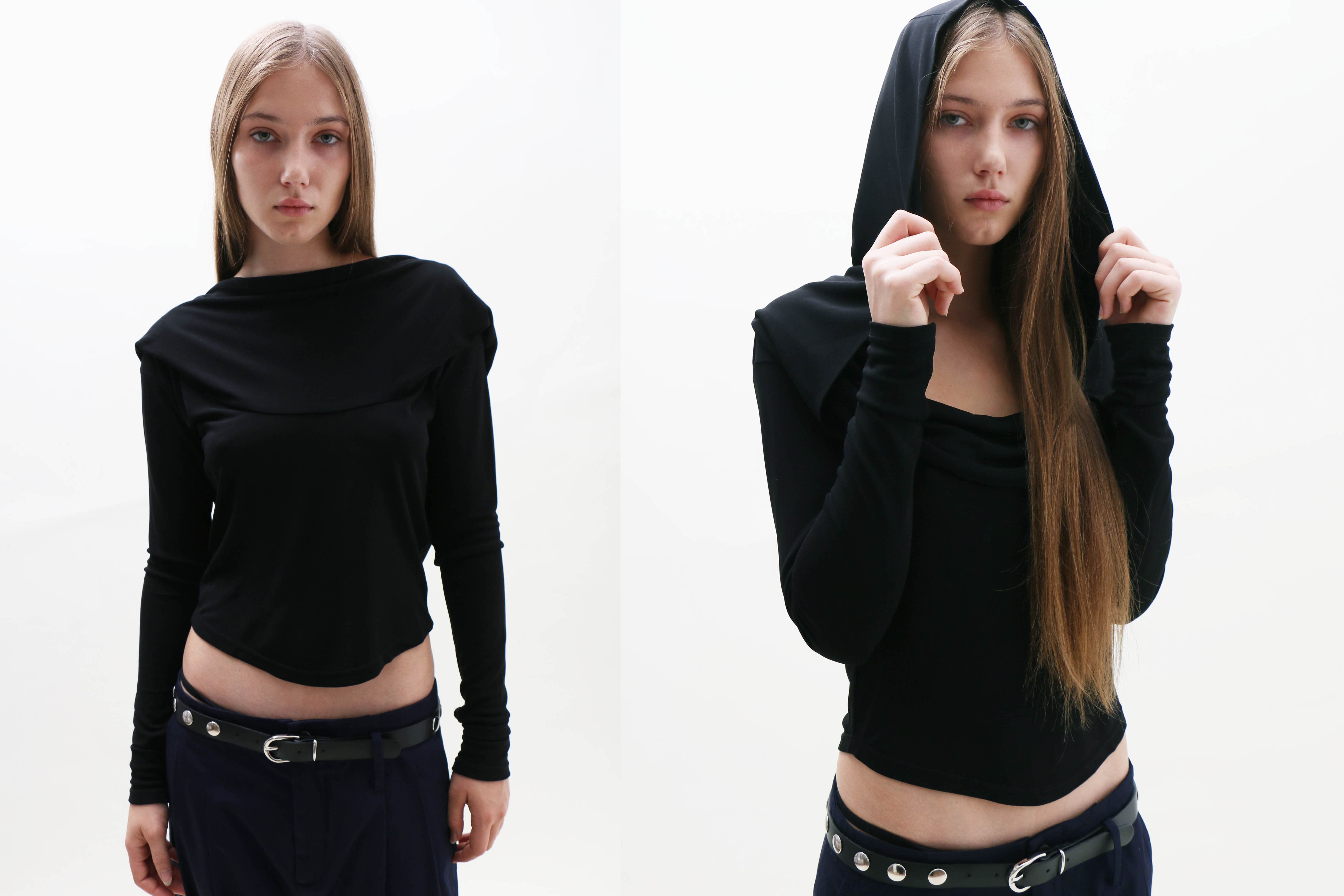 Maimoun Priscavera Black Hooded Top