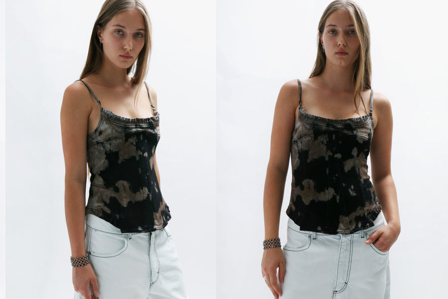 Maimoun Priscavera Bleach Dye Paneled Corset