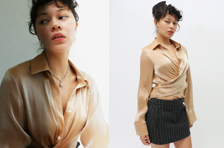Maimoun Priscavera Caramel Wrap Button Down
