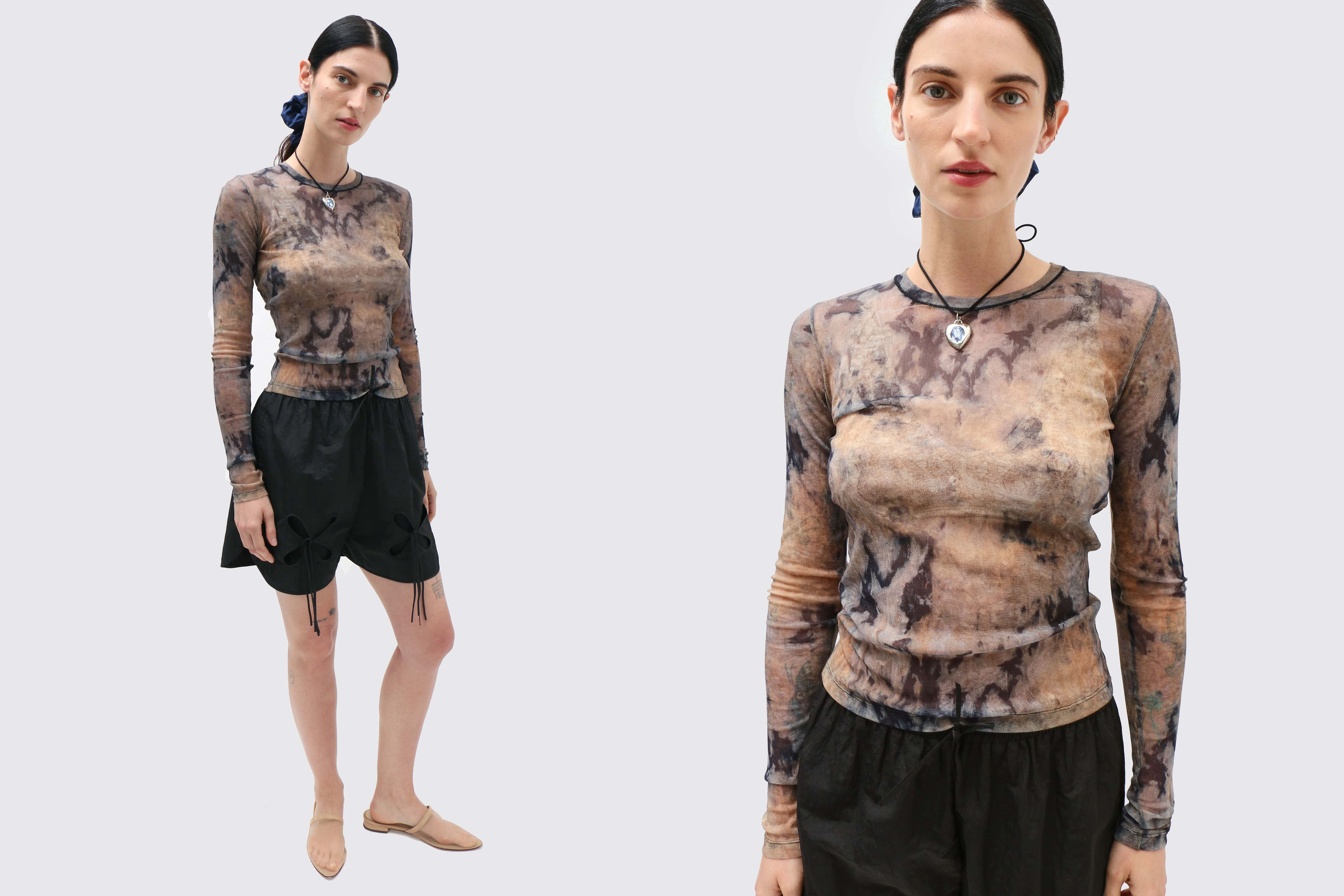 Maimoun Priscavera Dune Wash Mesh Long Sleeve Top