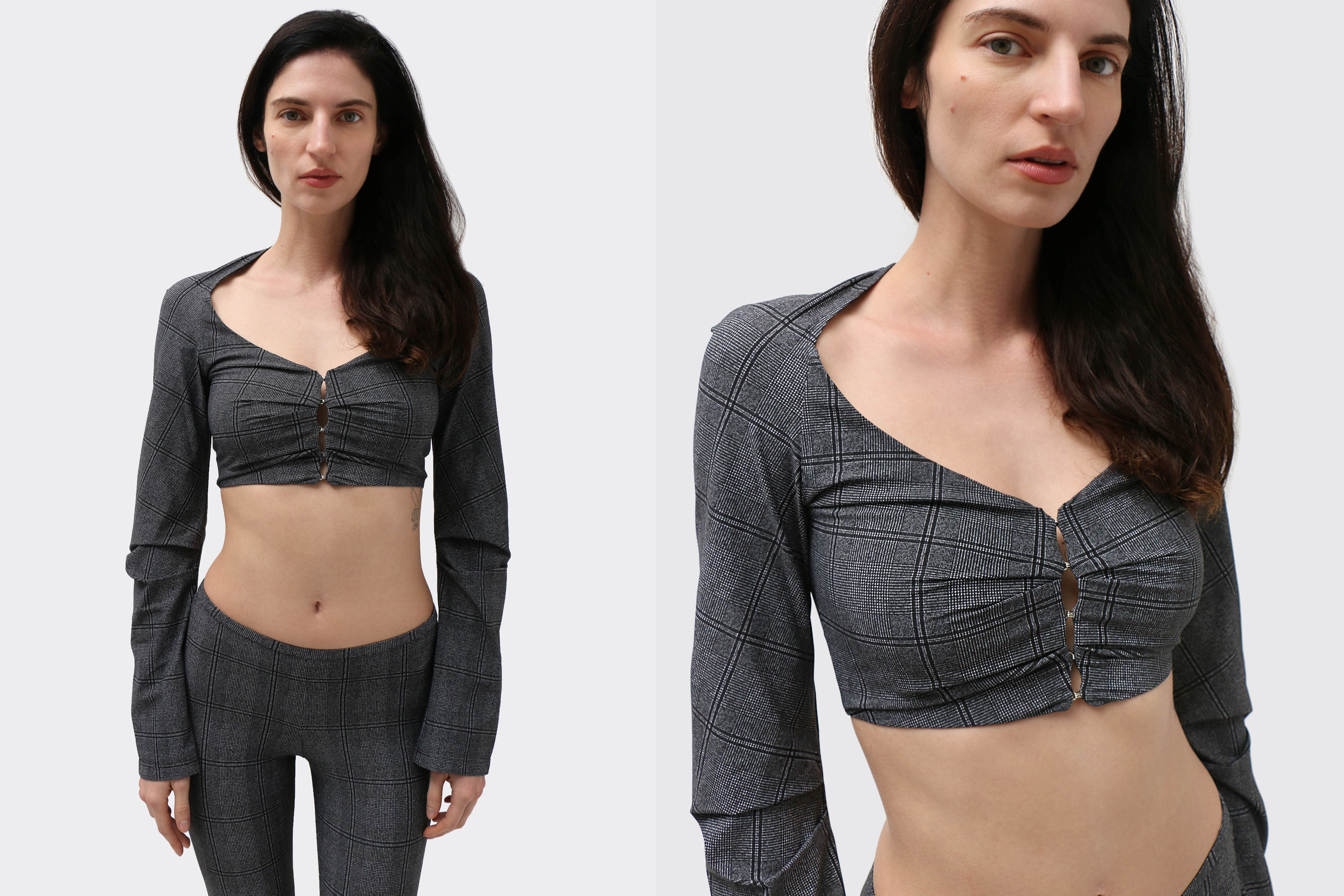 Maimoun Priscavera Glen Check Cropped Cardigan