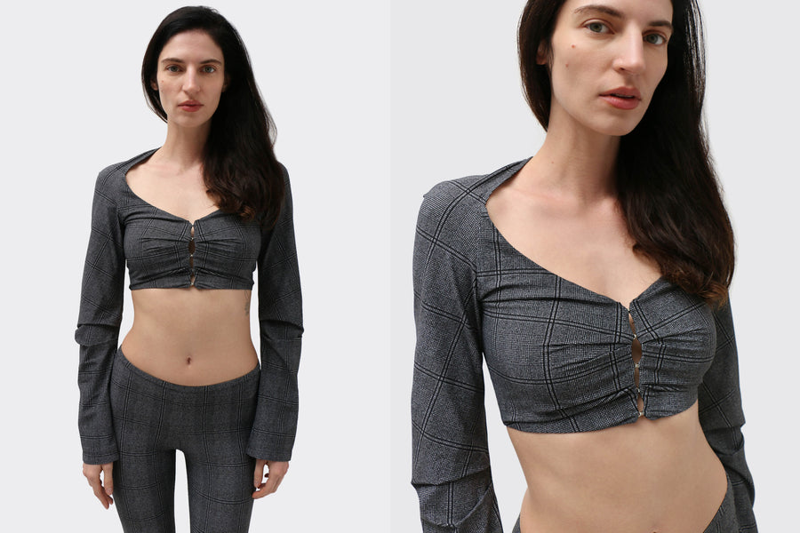 Maimoun Priscavera Glen Check Cropped Cardigan