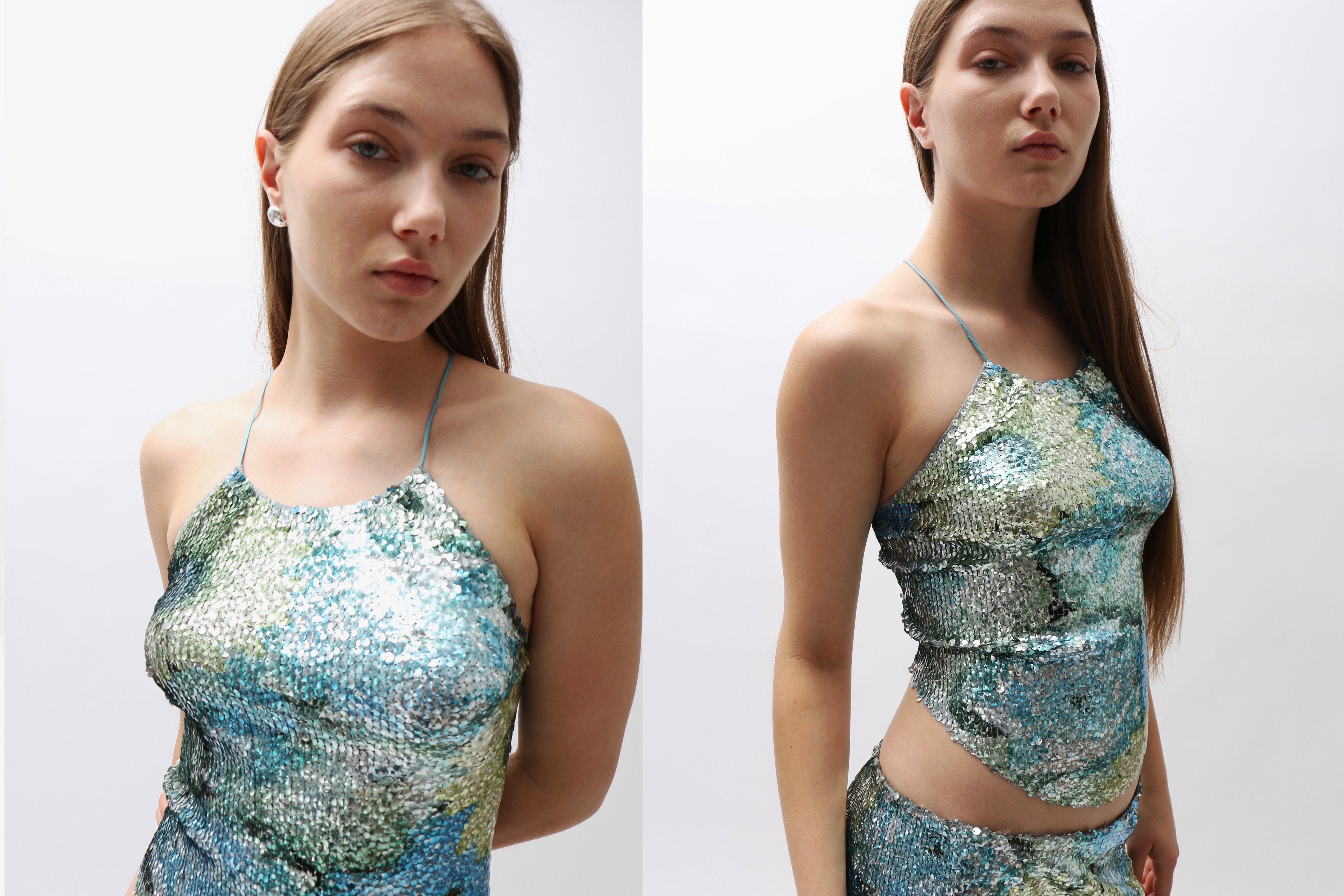 Priscavera ~ Silver Dew Sequin Top | MAIMOUN