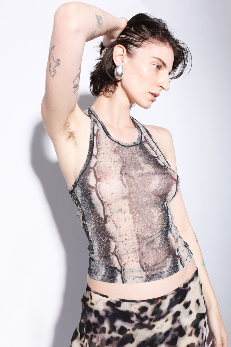 トップス tornado mart snake mesh tank top maimoun-priscavera-top-snake-