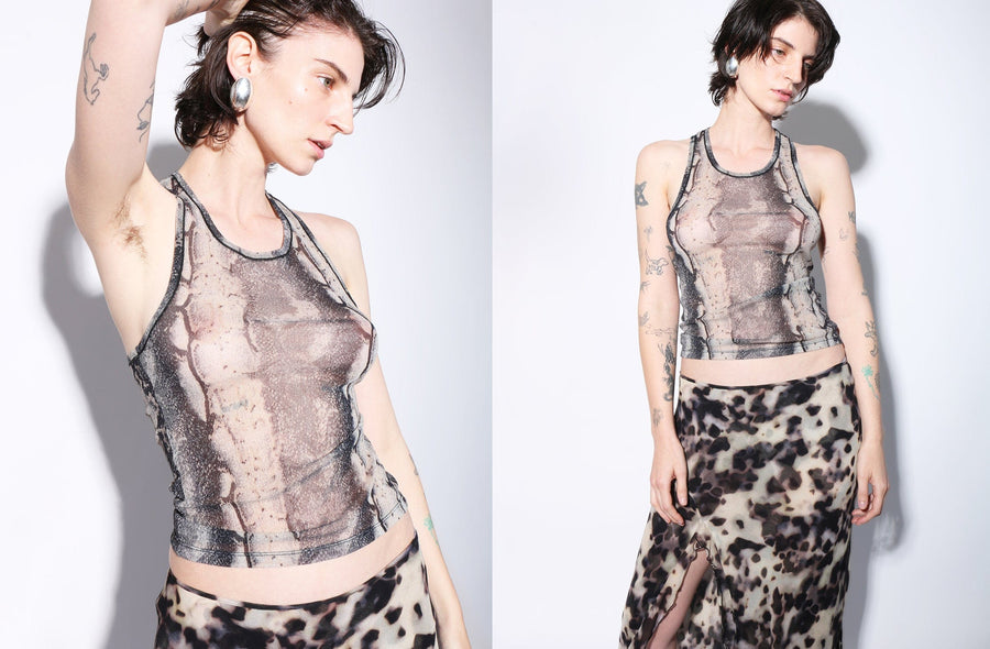 Maimoun Priscavera Snake Mesh Tank Top