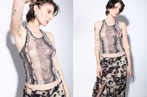 Priscavera ~ Snake Mesh Tank Top | MAIMOUN