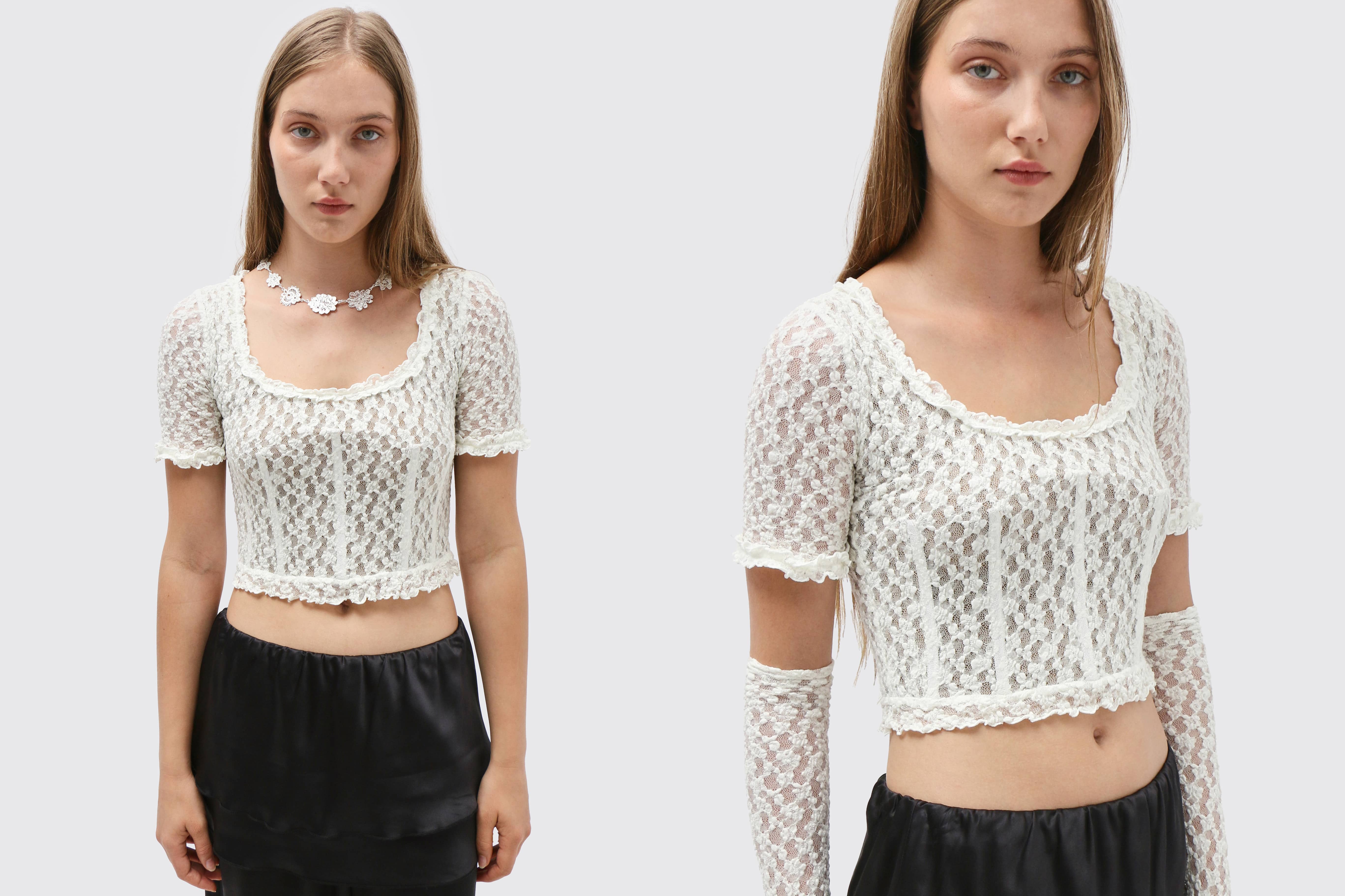 Maimoun Priscavera Stretch Lace Corset Top