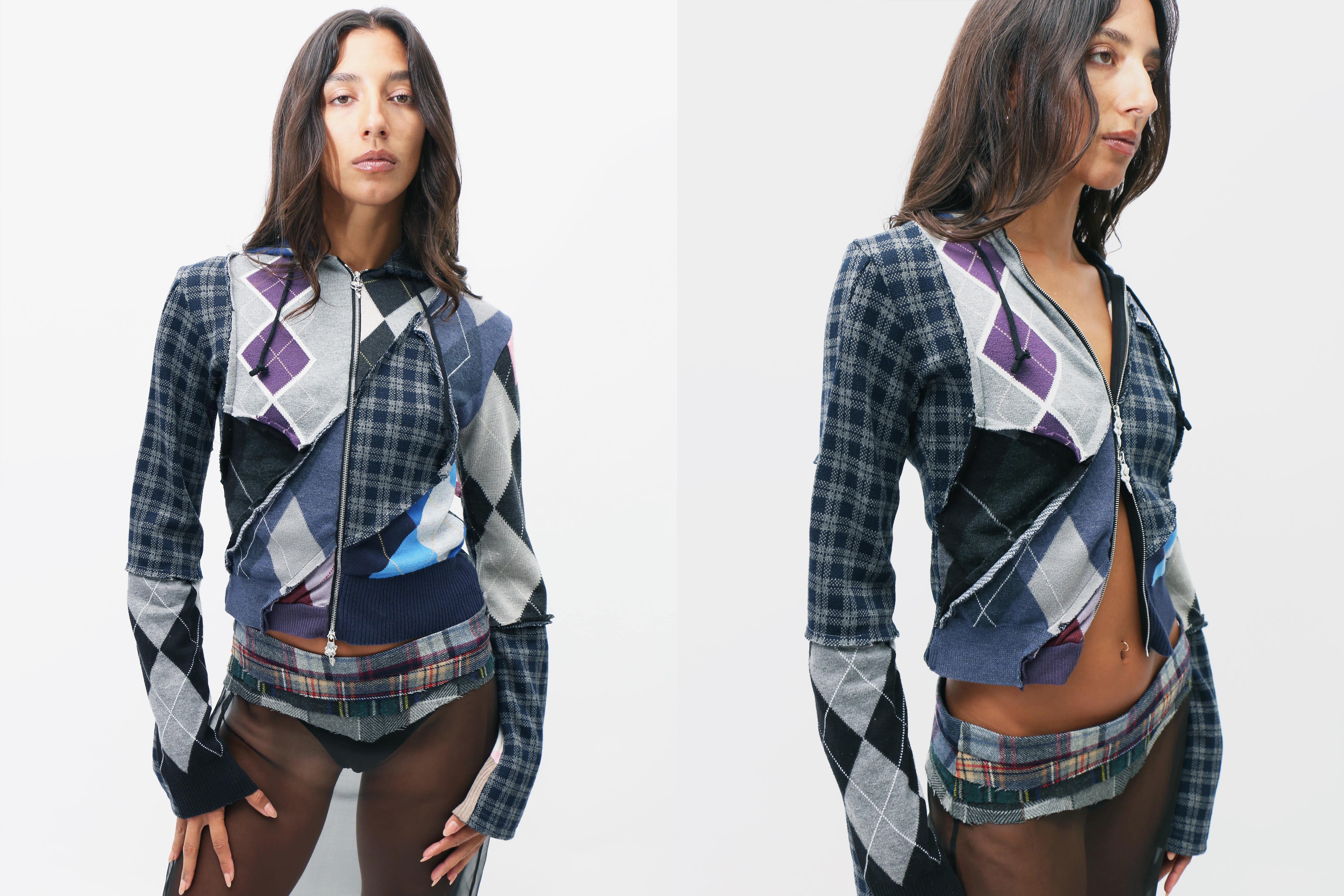 MAZZ shirt patchwork hoodie 【公式通販】