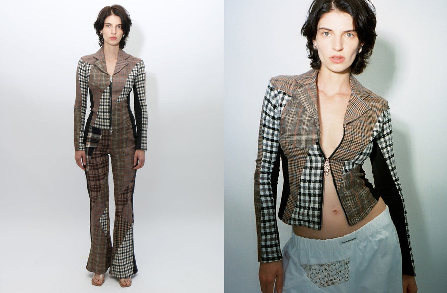 Maimoun Rave Review Brown Tartan Kate Blazer