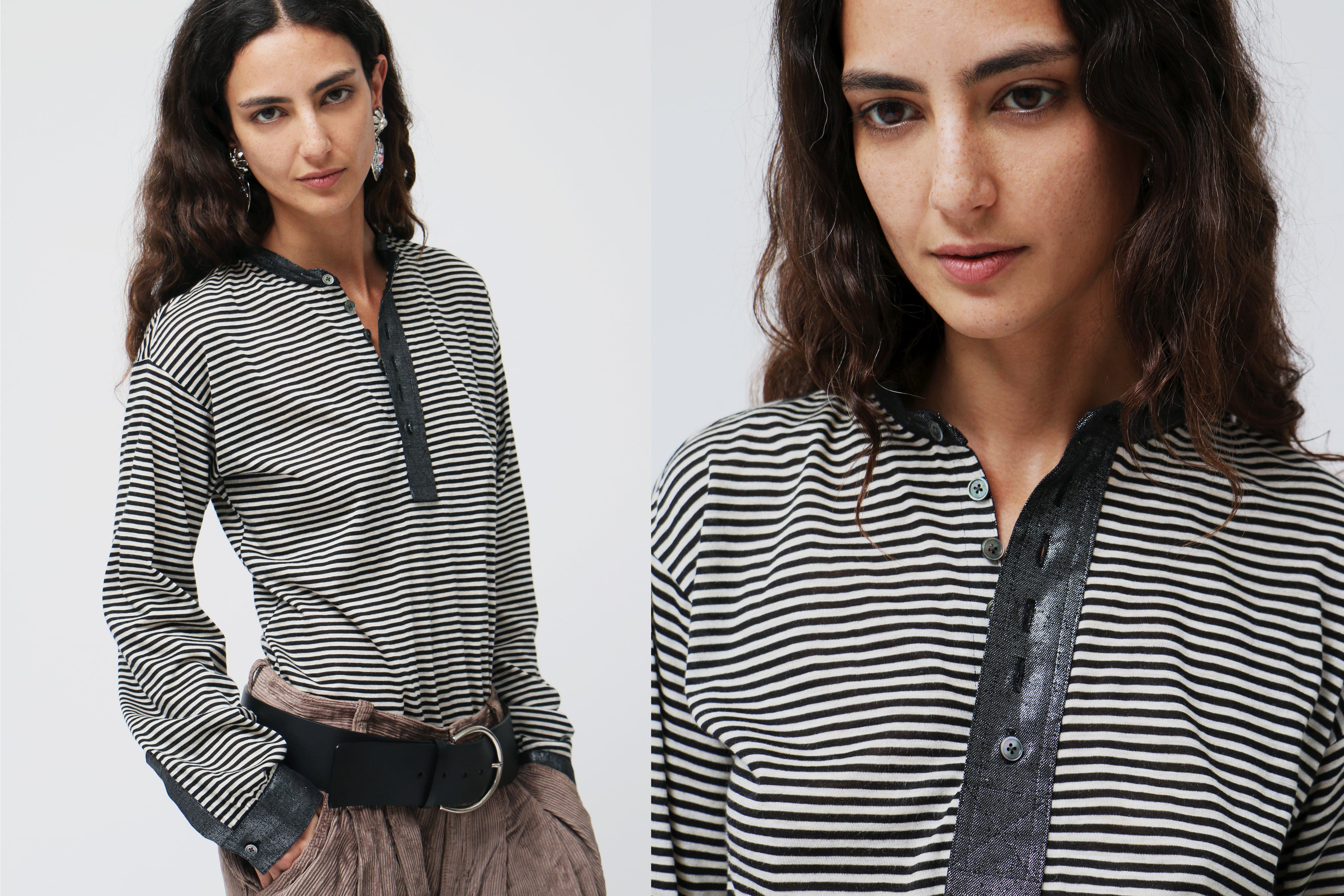 Maimoun SC103 Guardian Henley Stripe Top