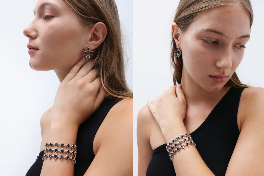 Maimoun Shana Cave Black Onyx Gem Fabric Bracelet