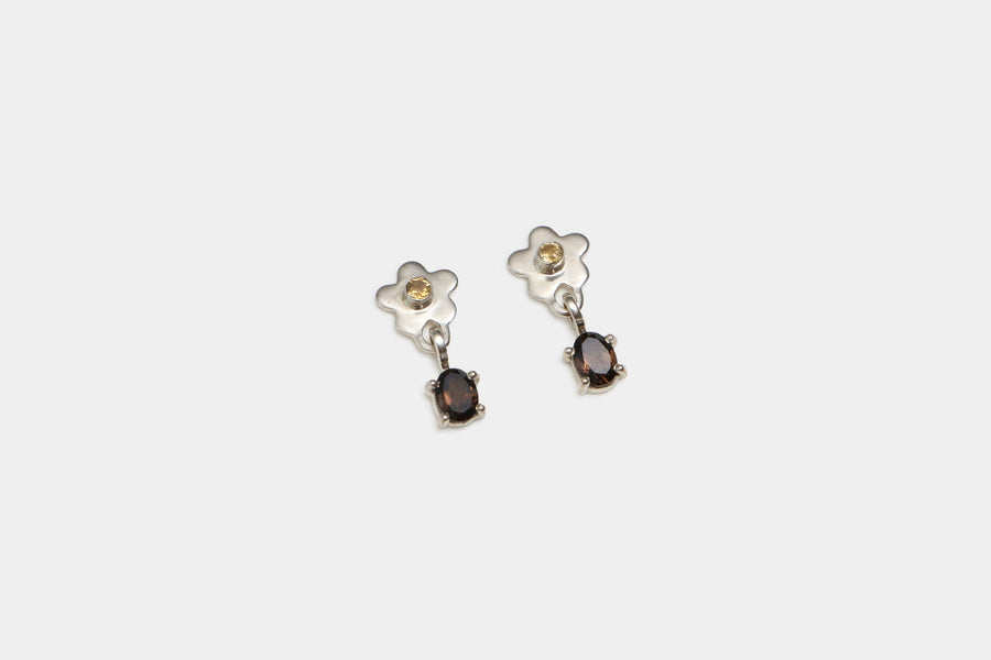 Maimoun Shana Cave Smokey Quartz Flower Stud