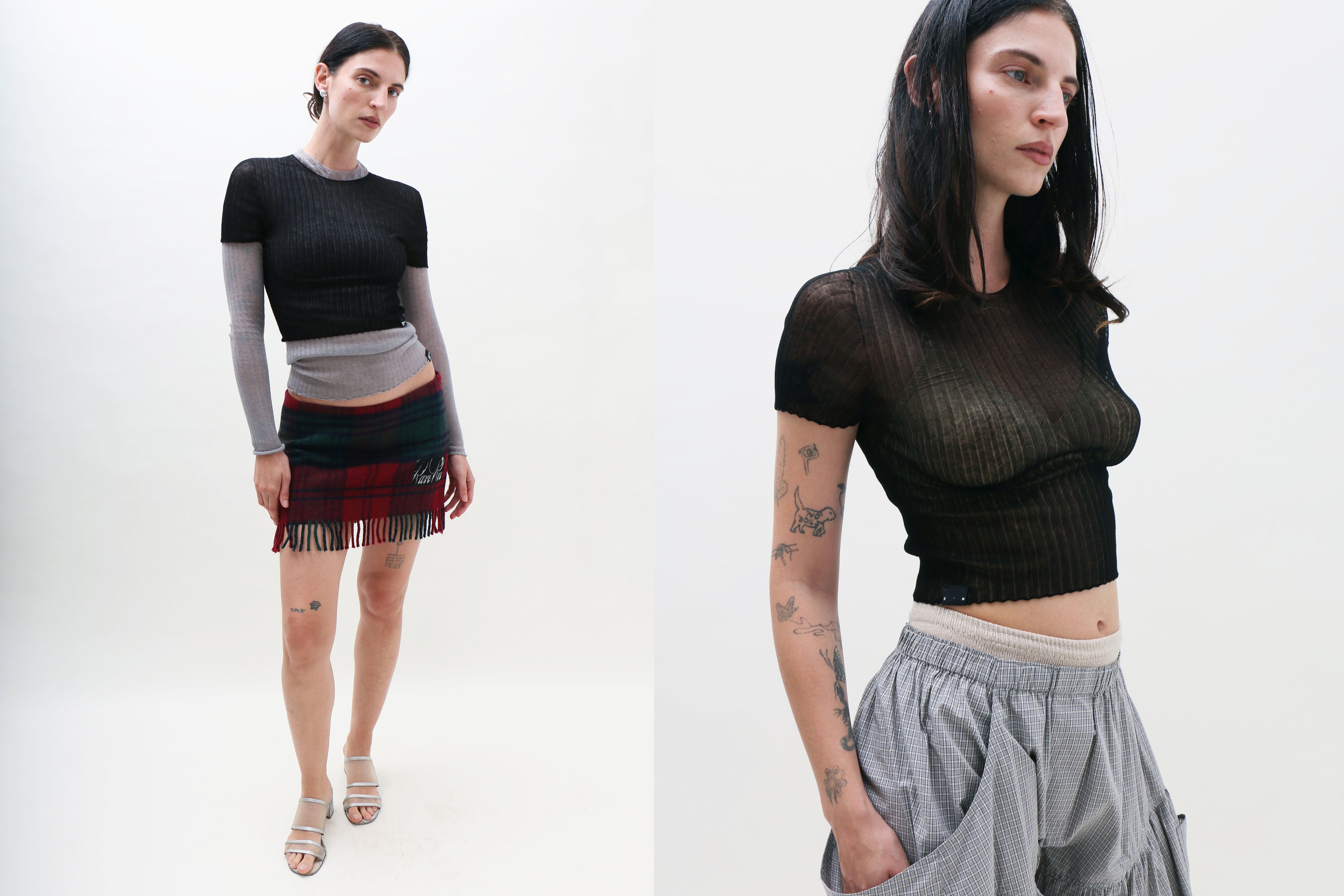 Maimoun Standard Issue Black Tulle Baby Tee