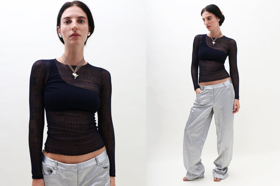 Maimoun Standard Issue Navy Tulle Top