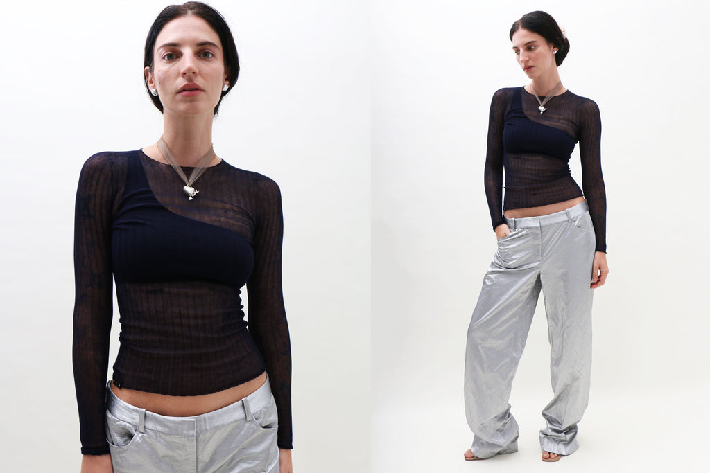 エムミーエメ Tulle knit ensemble tops maimoun-standard-issue-top-