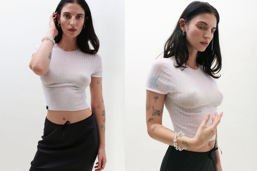 Maimoun Standard Issue White Tulle Baby Tee