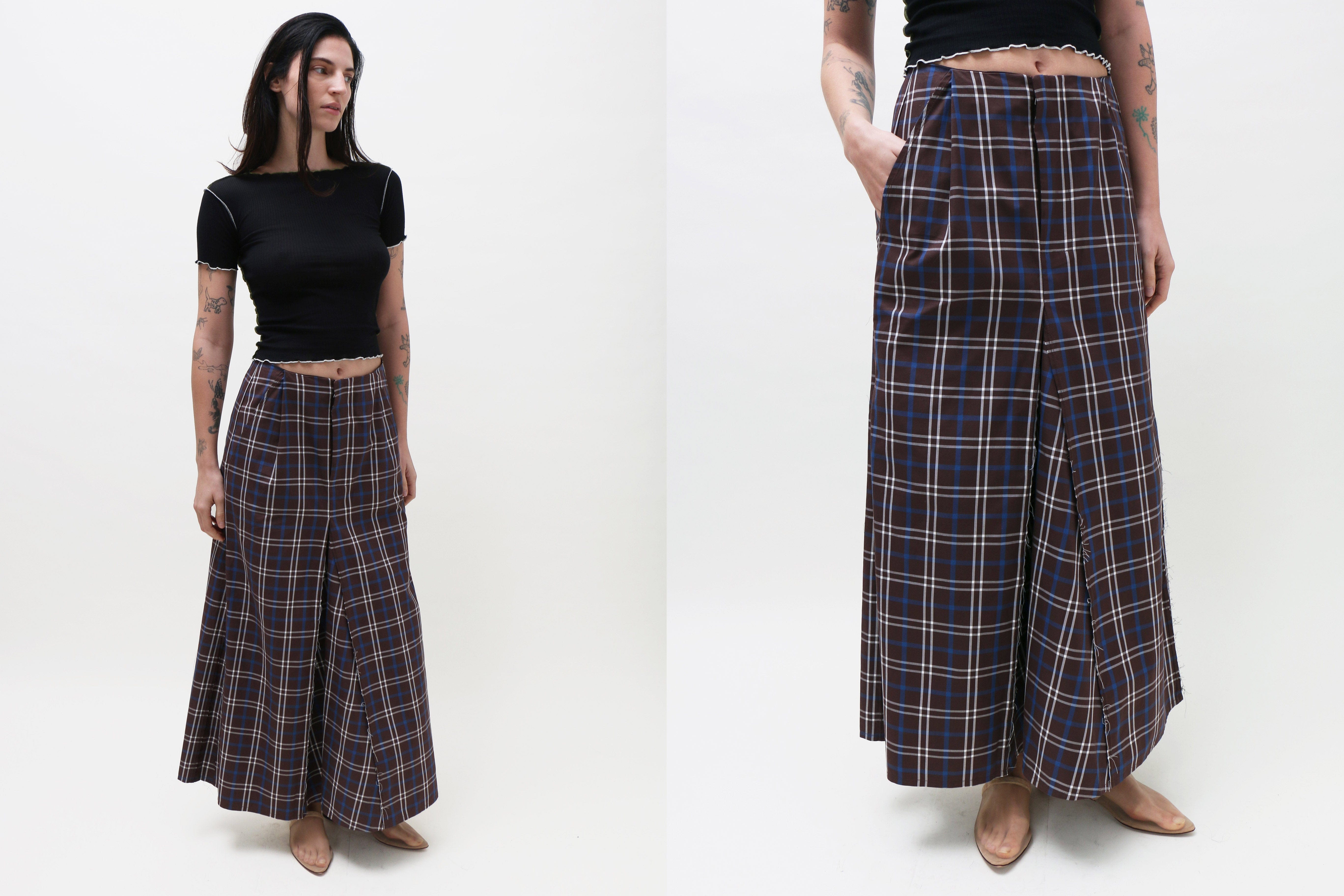 Maimoun Talia Byre Brown Blue Pencil Skirt