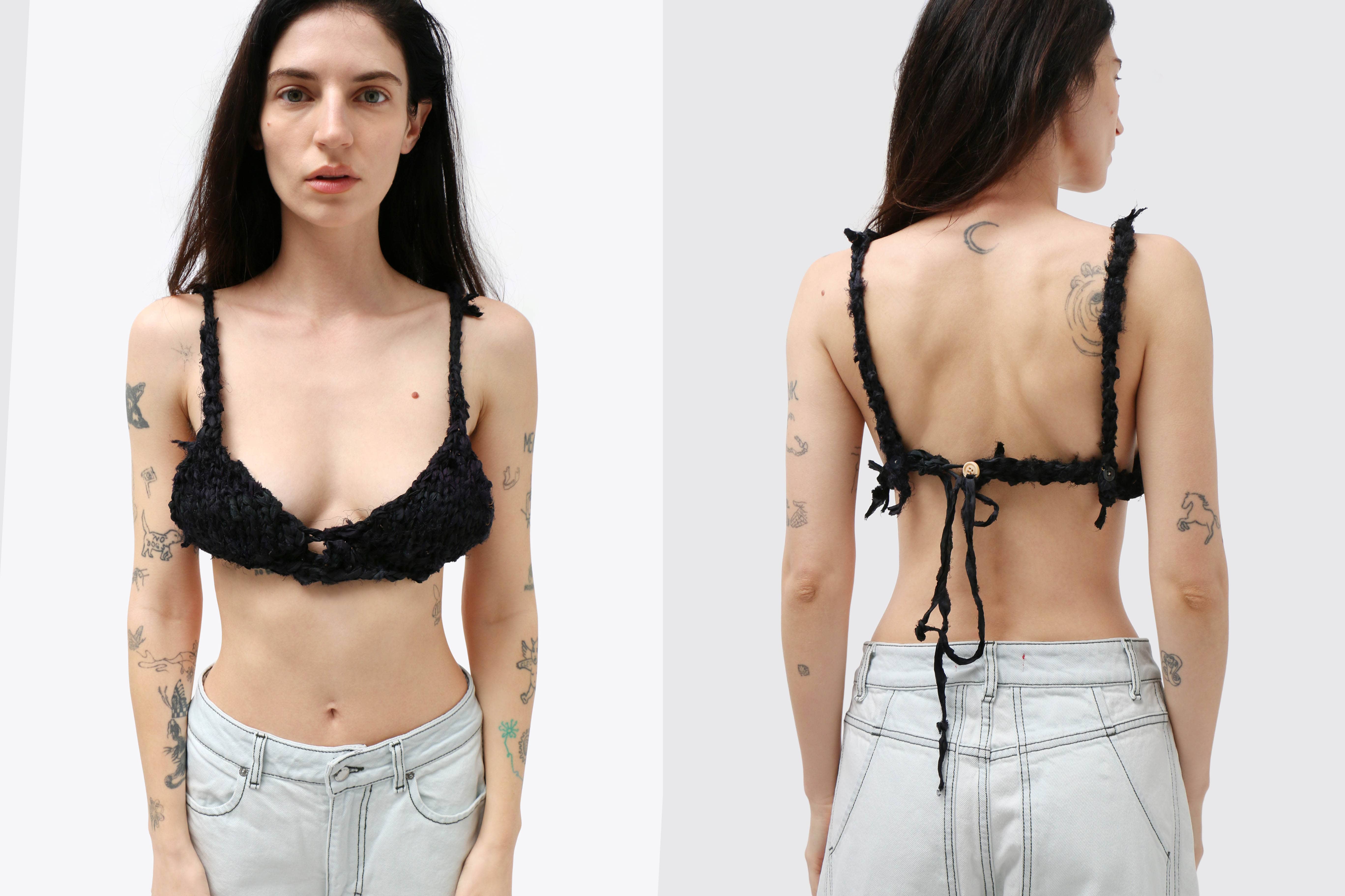 Maimoun Vaisseau Dark Navy Silk Bralette
