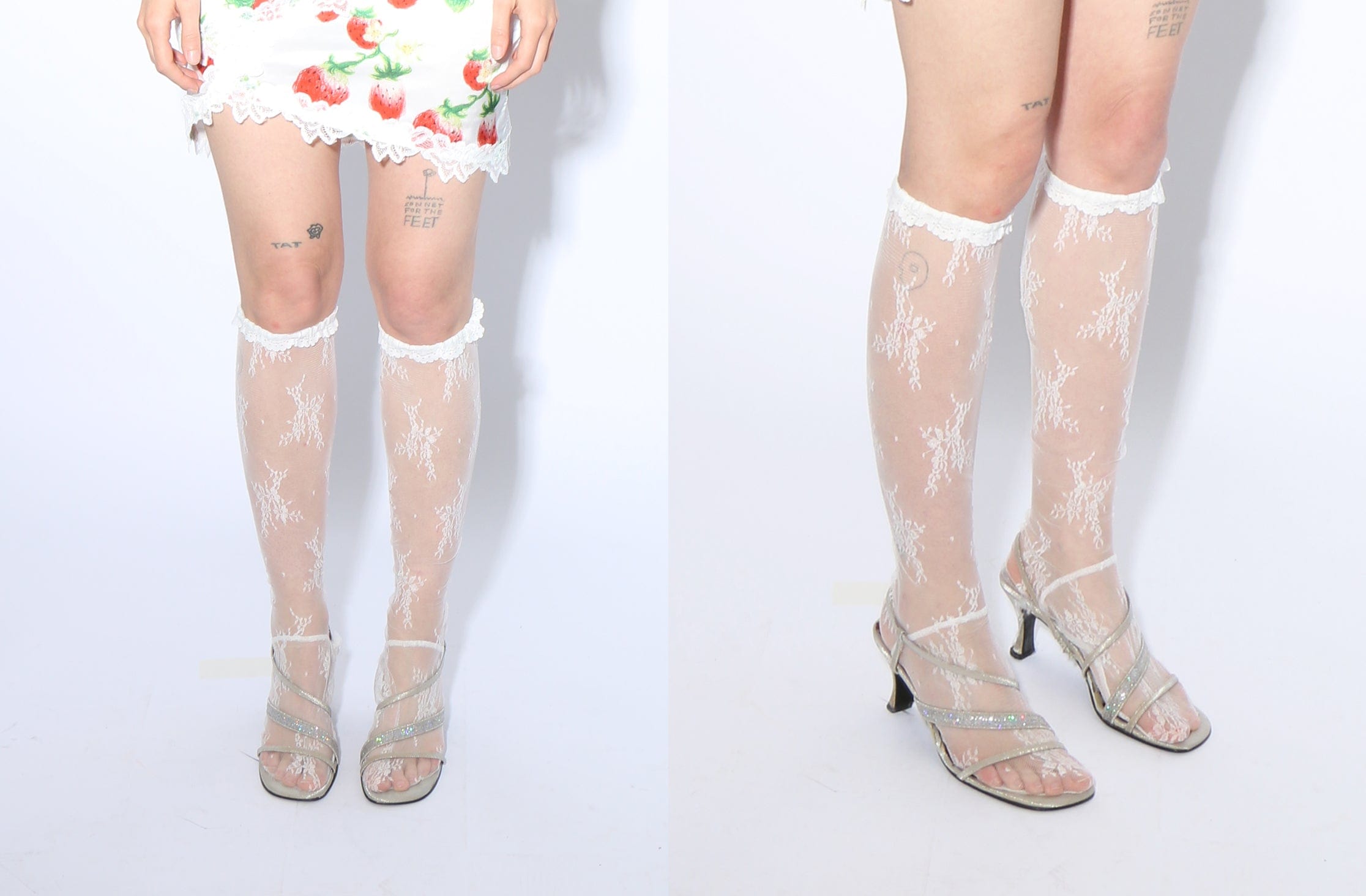 Maimoun Yuhan Wang White Floral Lace Socks
