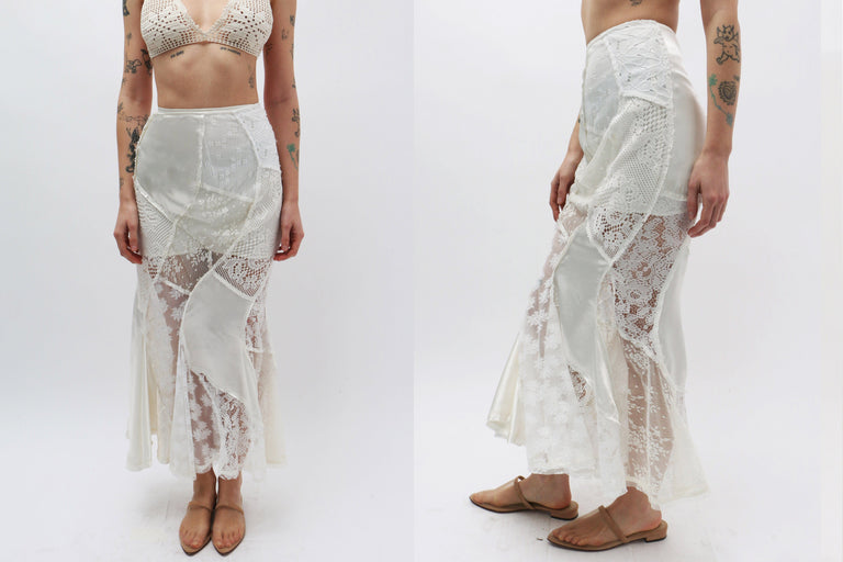 Yuhan Wang ~ Lace Patched Mermaid Skirt | MAIMOUN
