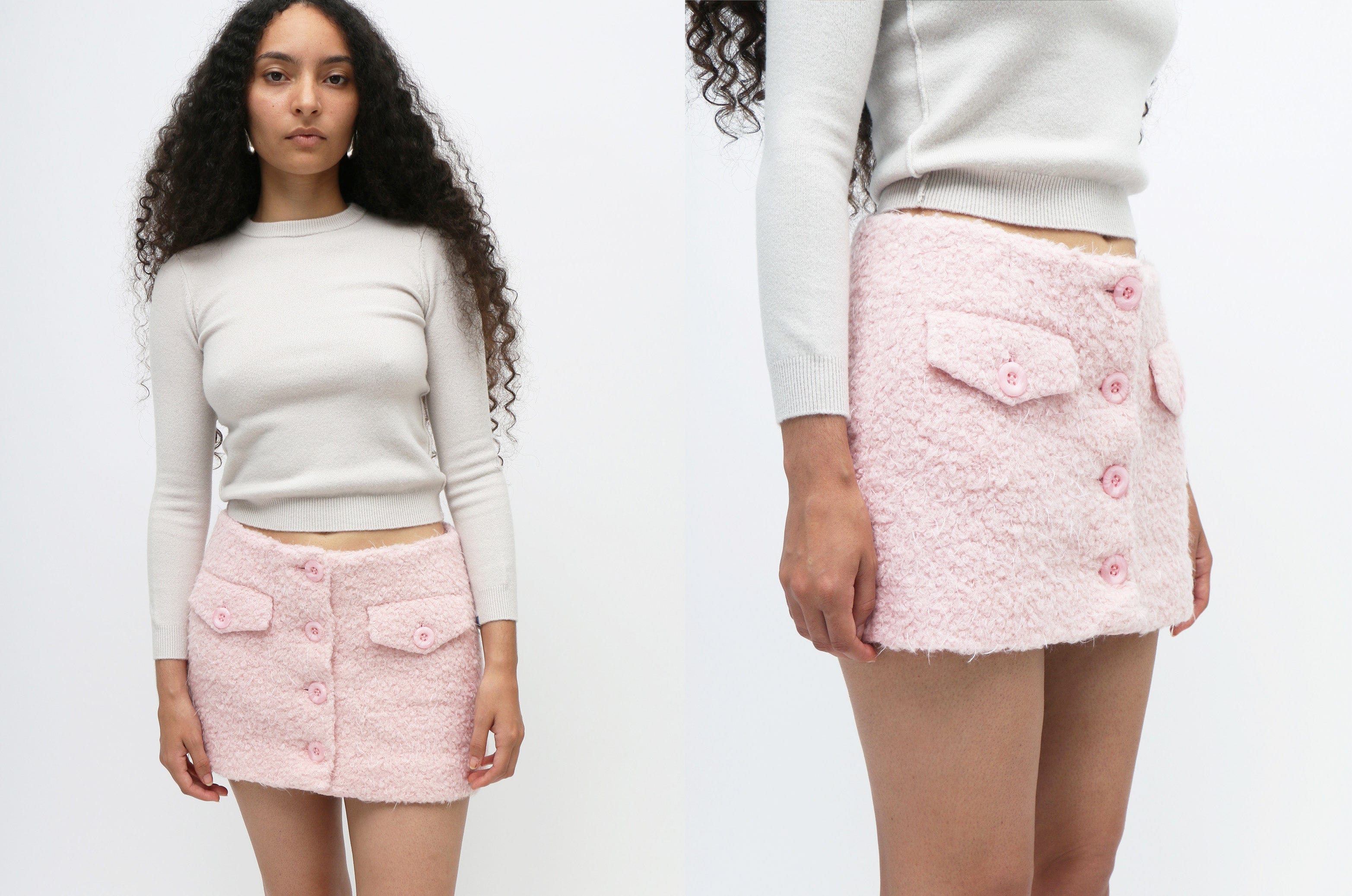 Maimoun Yuhan Wang Pink Fluffy Mini Skirt