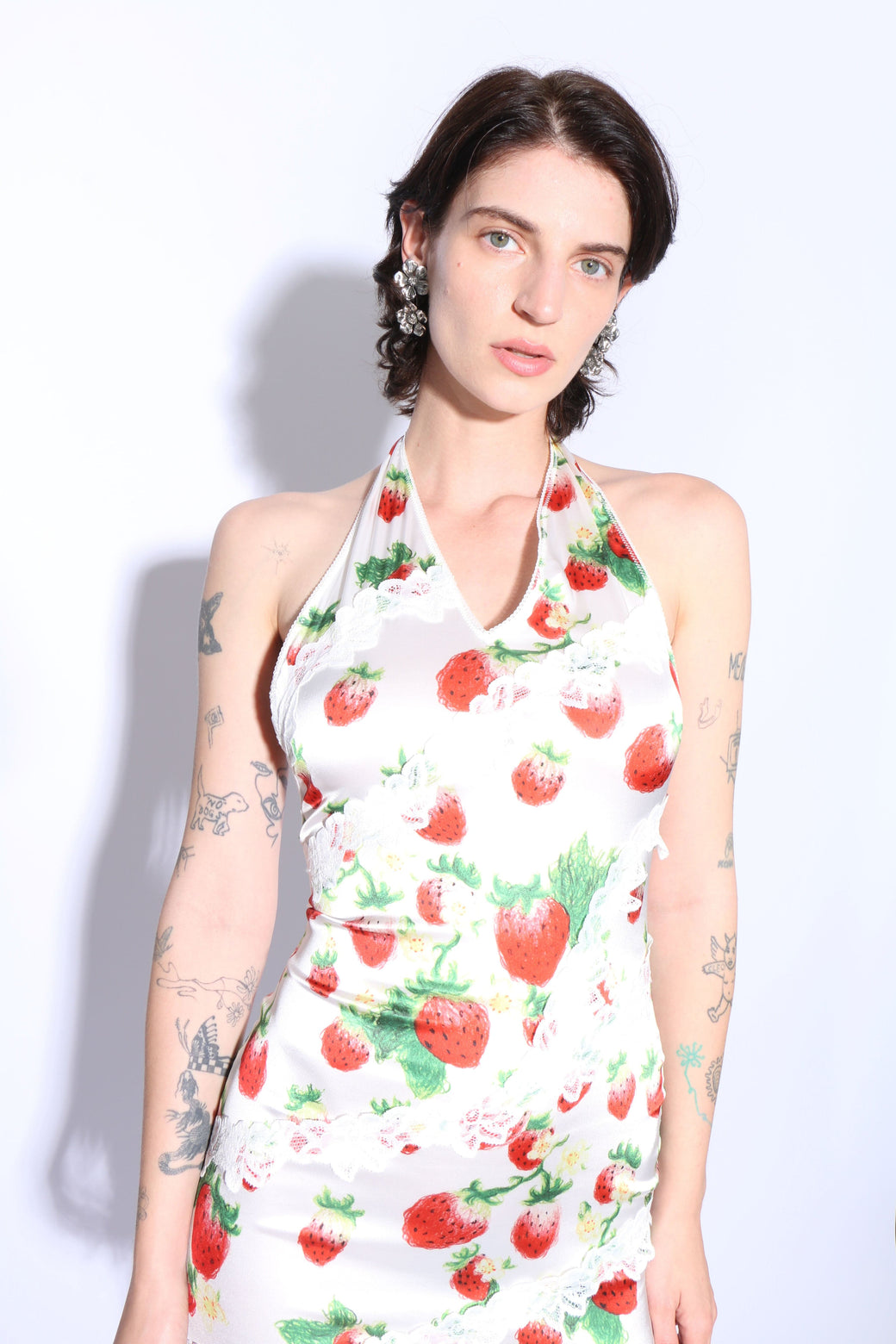 Yuhan Wang ~ Strawberry Lace Satin Dress | MAIMOUN Yuhan Wang ~ Strawberry Lace Satin Dress | MAIMOUN