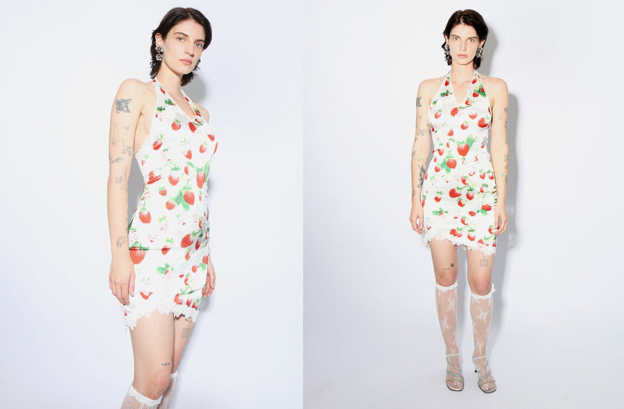 Maimoun Yuhan Wang Strawberry Lace Satin Dress