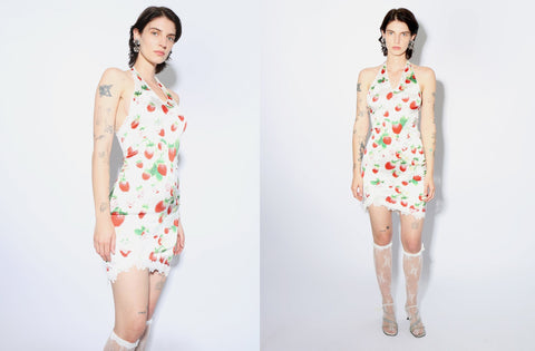 Strawberry Lace Satin Dress, L Strawberry Lace Satin Dress, L