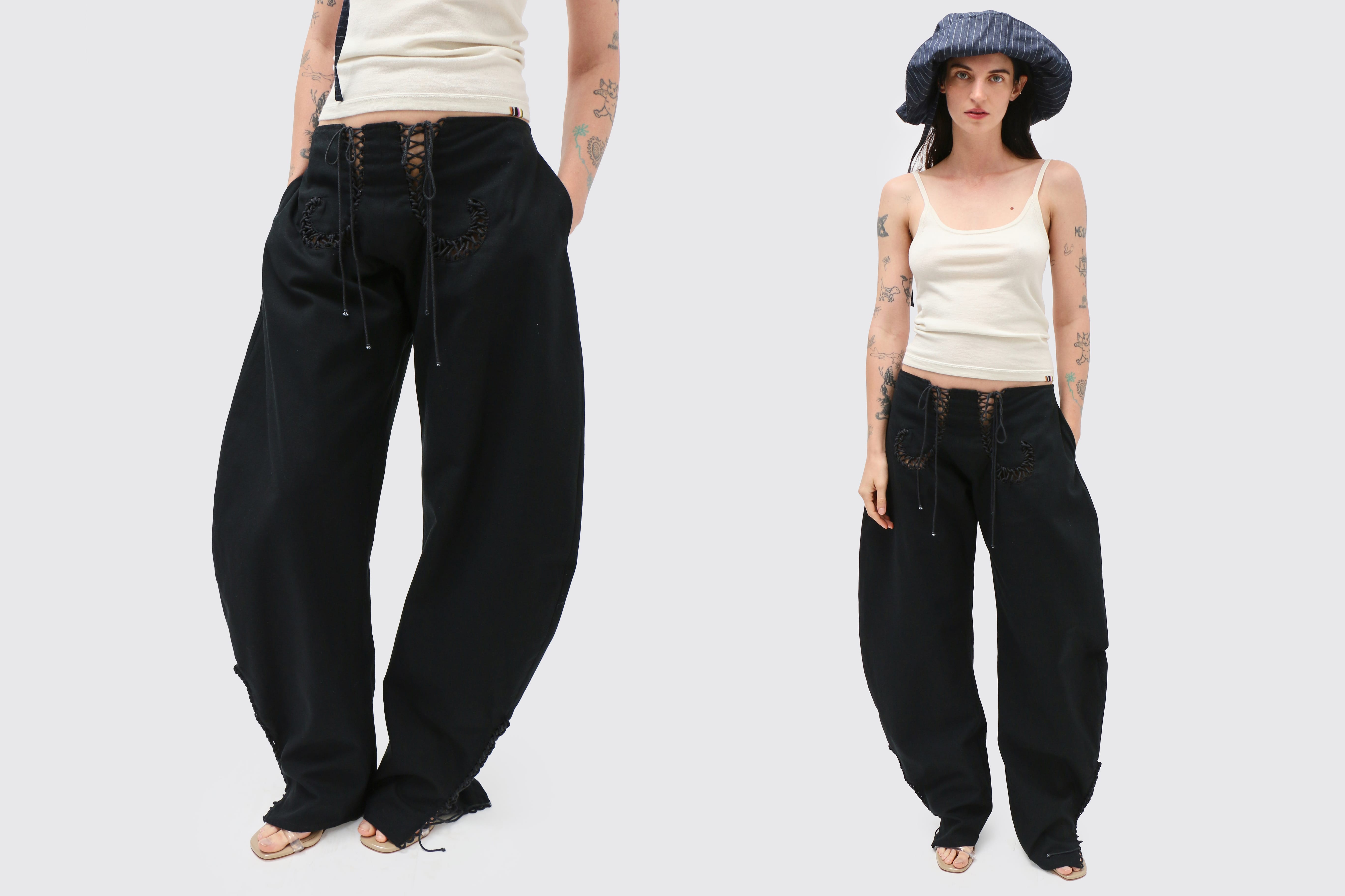 Maimoun Zoe Gustavia Anna Whalen Black Laced Circle Leg Pant