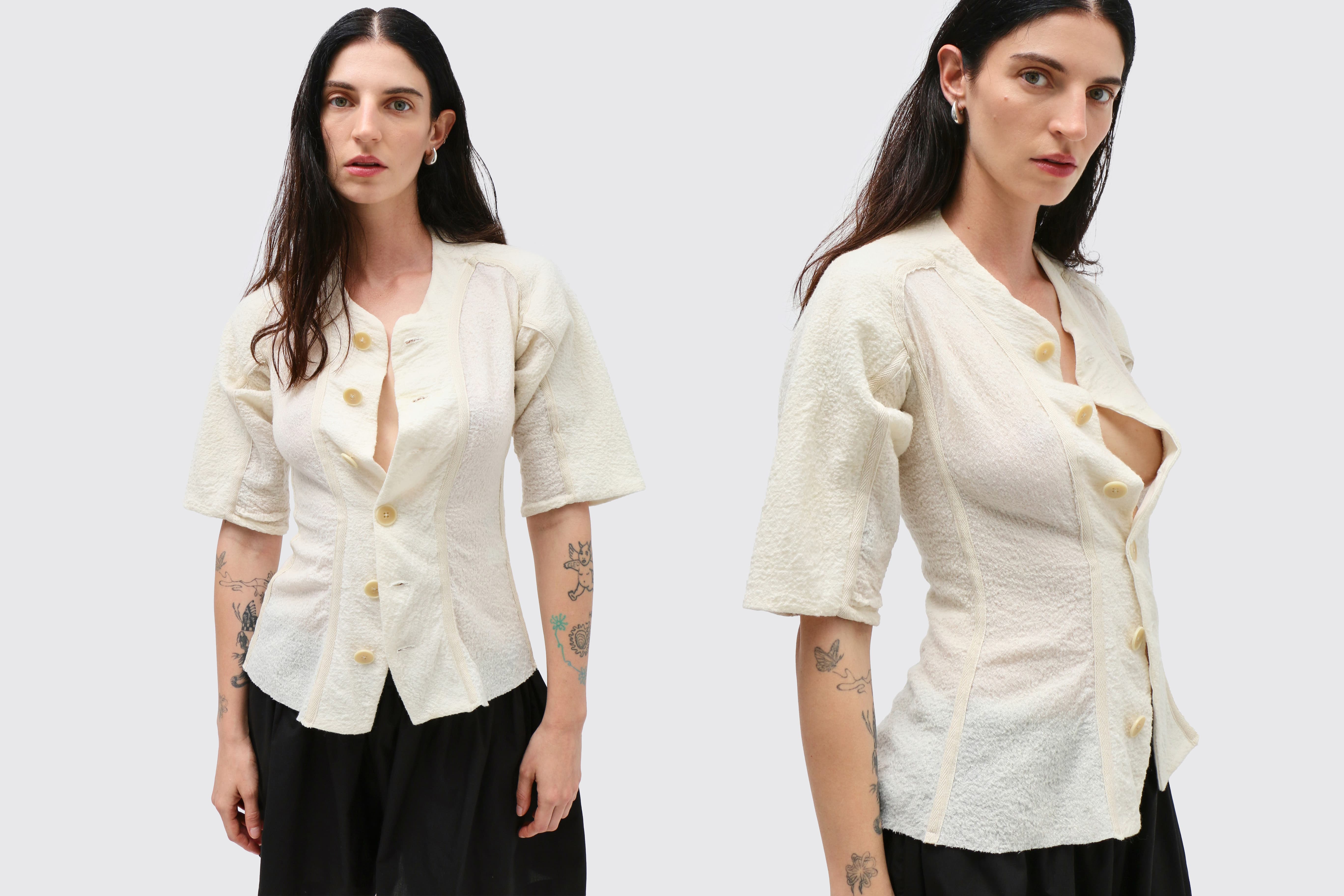 Maimoun Zoe Gustavia Anna Whalen Shrunken Wool Button Down