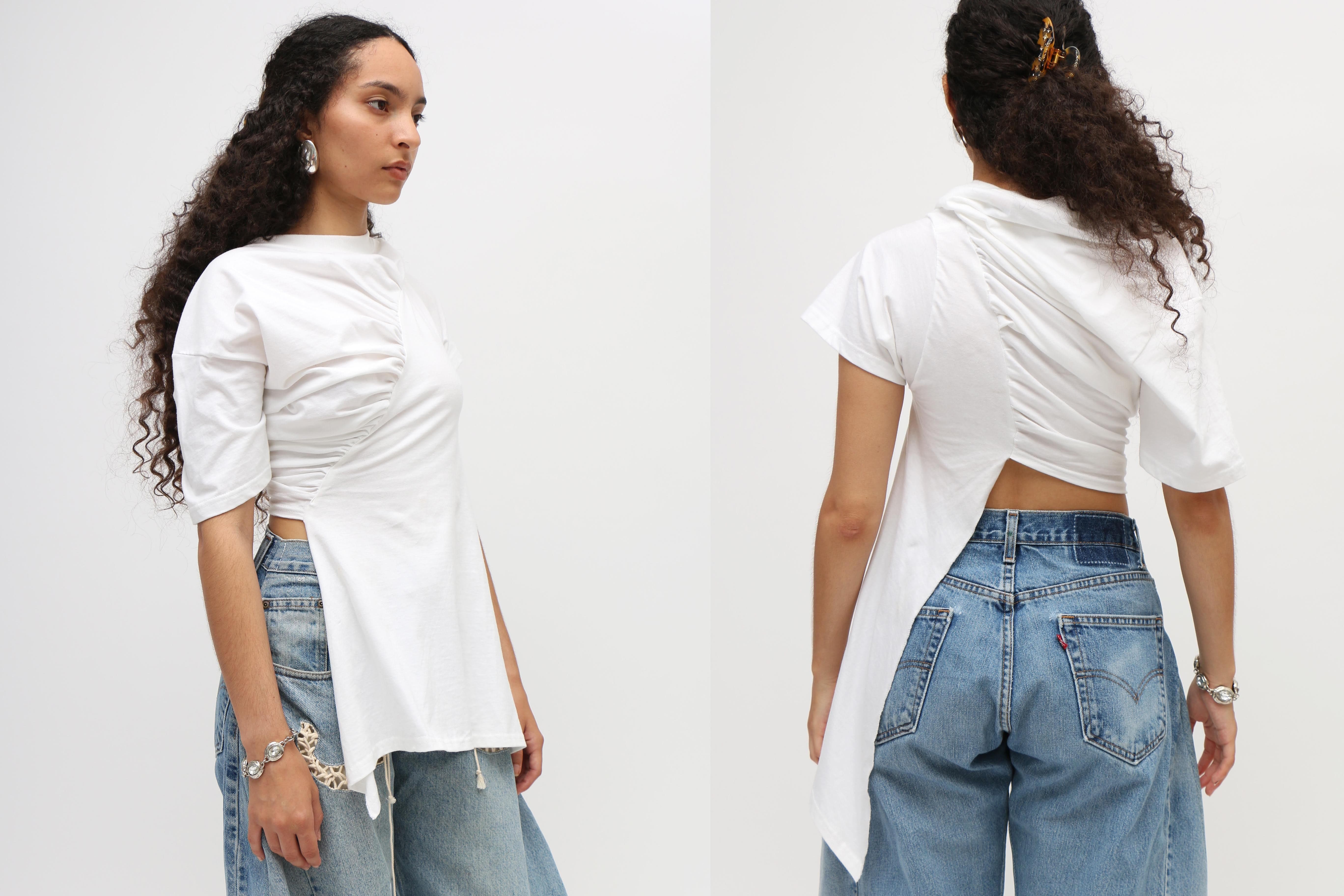 Maimoun Zoe Gustavia Anna Whalen White Half Tee