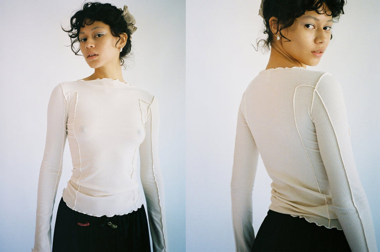 トップス BASERANGE OMOTEE Baserange ~ Off White Omato Seam Top | MAIMOUN