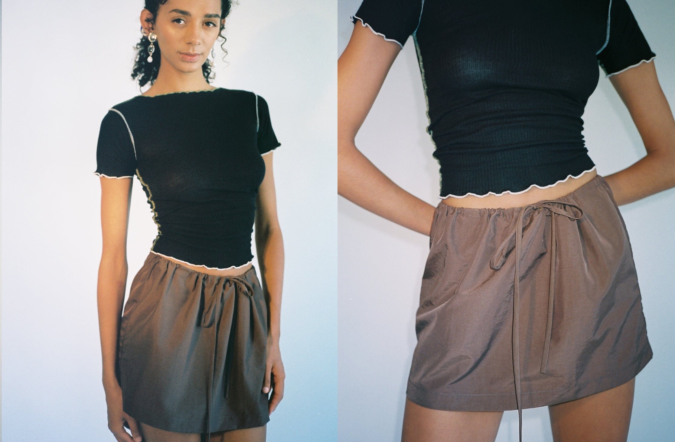 Maimoun Coming of Age Brown Nylon Mini Skirt