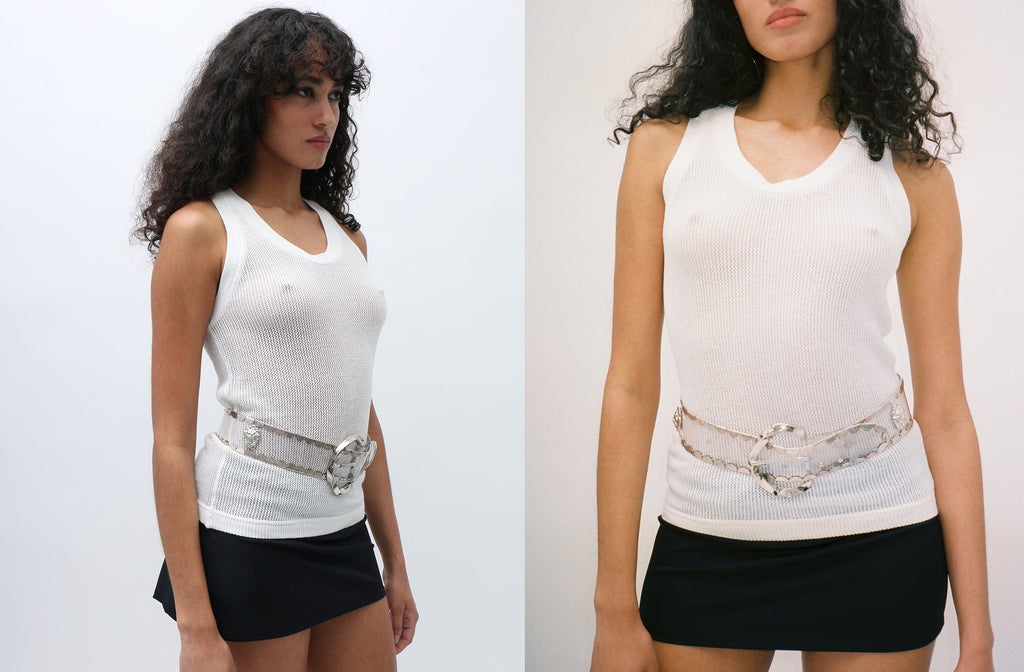 extreme cashmere n°271 vest mesh ベージュ