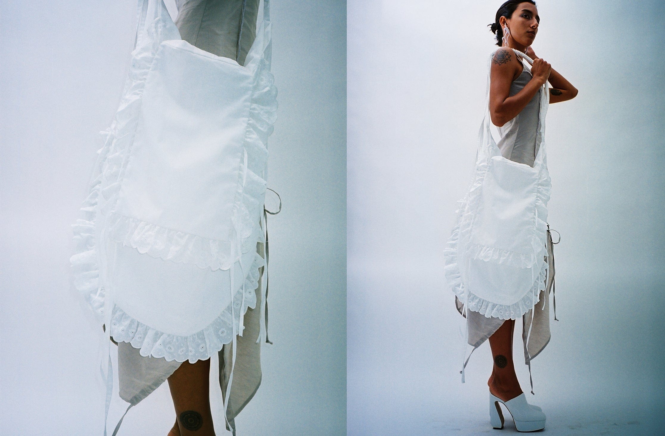 Garbage Core ~ White Rouches Maxi Bag