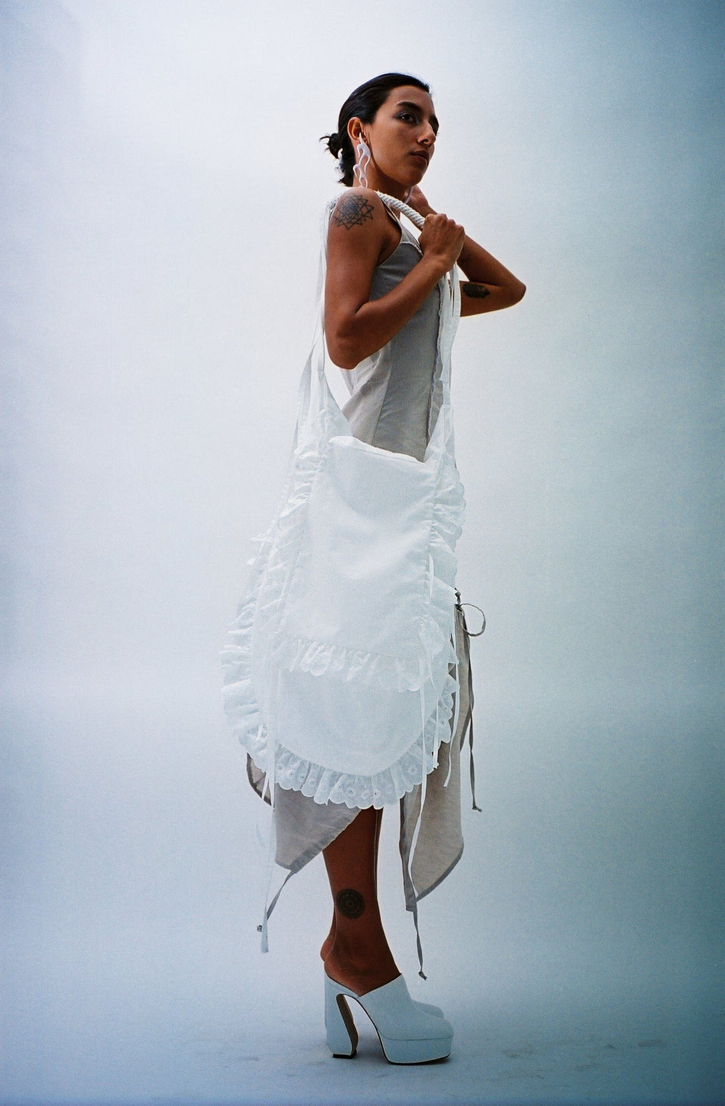 Garbage Core ~ White Rouches Maxi Bag