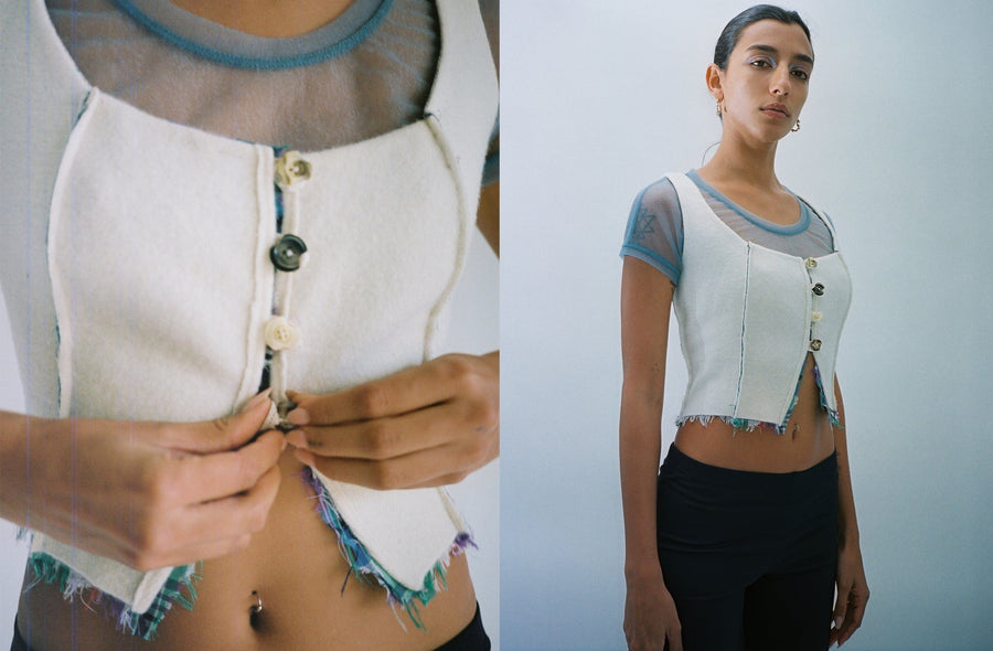 Maimoun Garbage Core Cream Felted Wool Corset