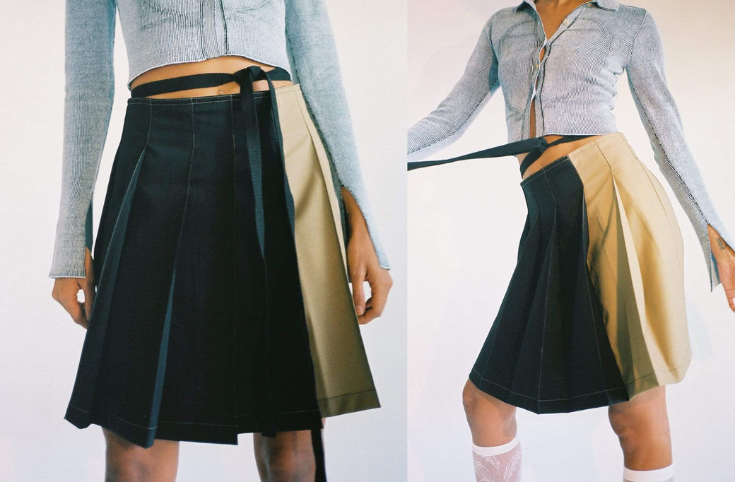 Helena Manzano ~ Wrap Pleated Skirt | MAIMOUN