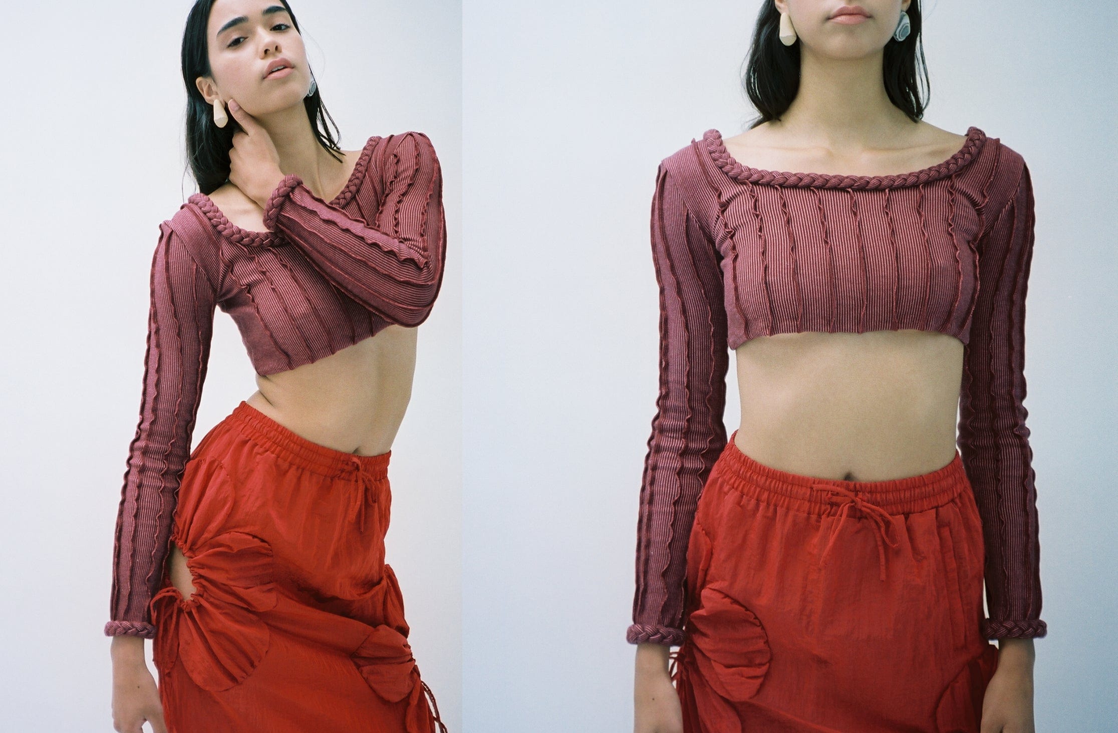 Helena Manzano ~ Braided 3D Stripe Crop Top | MAIMOUN