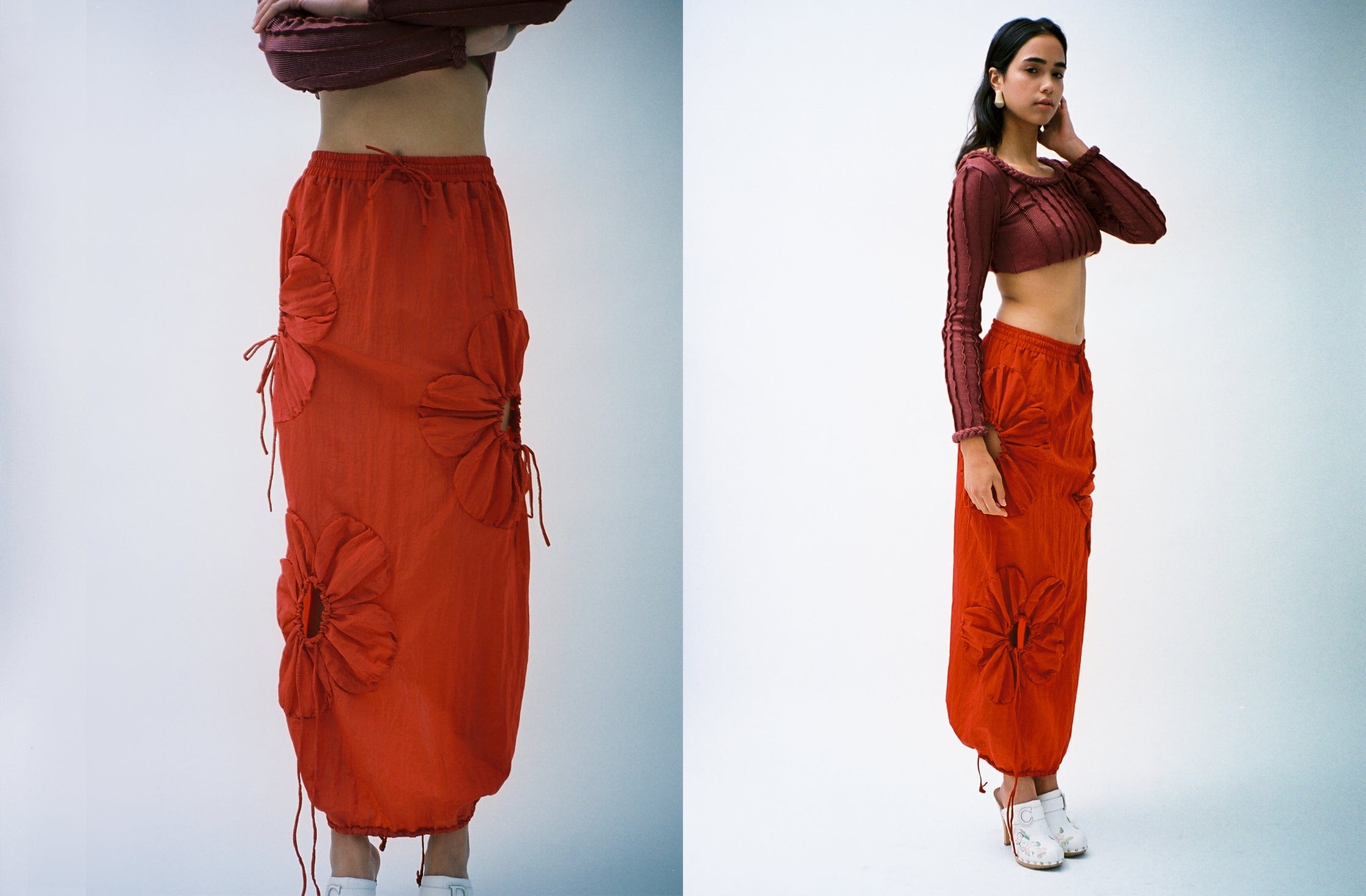 Maimoun J.Kim Red Flower Skirt