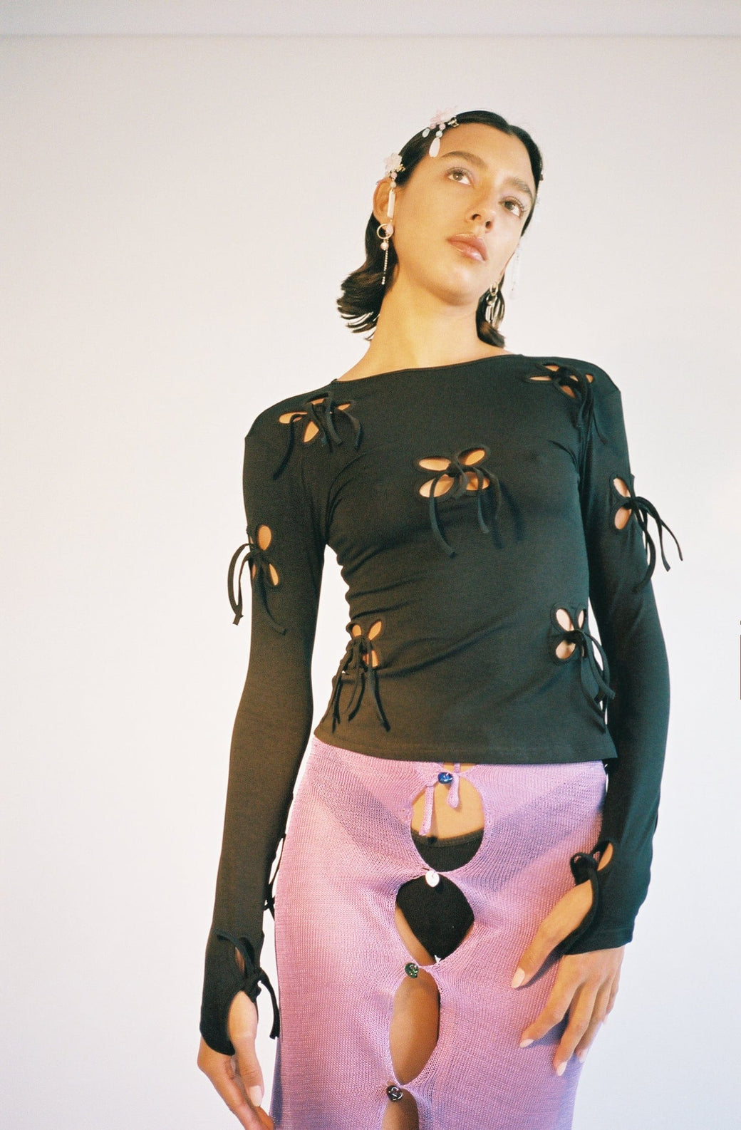J.Kim ~ Petal Black Long Sleeve | MAIMOUN