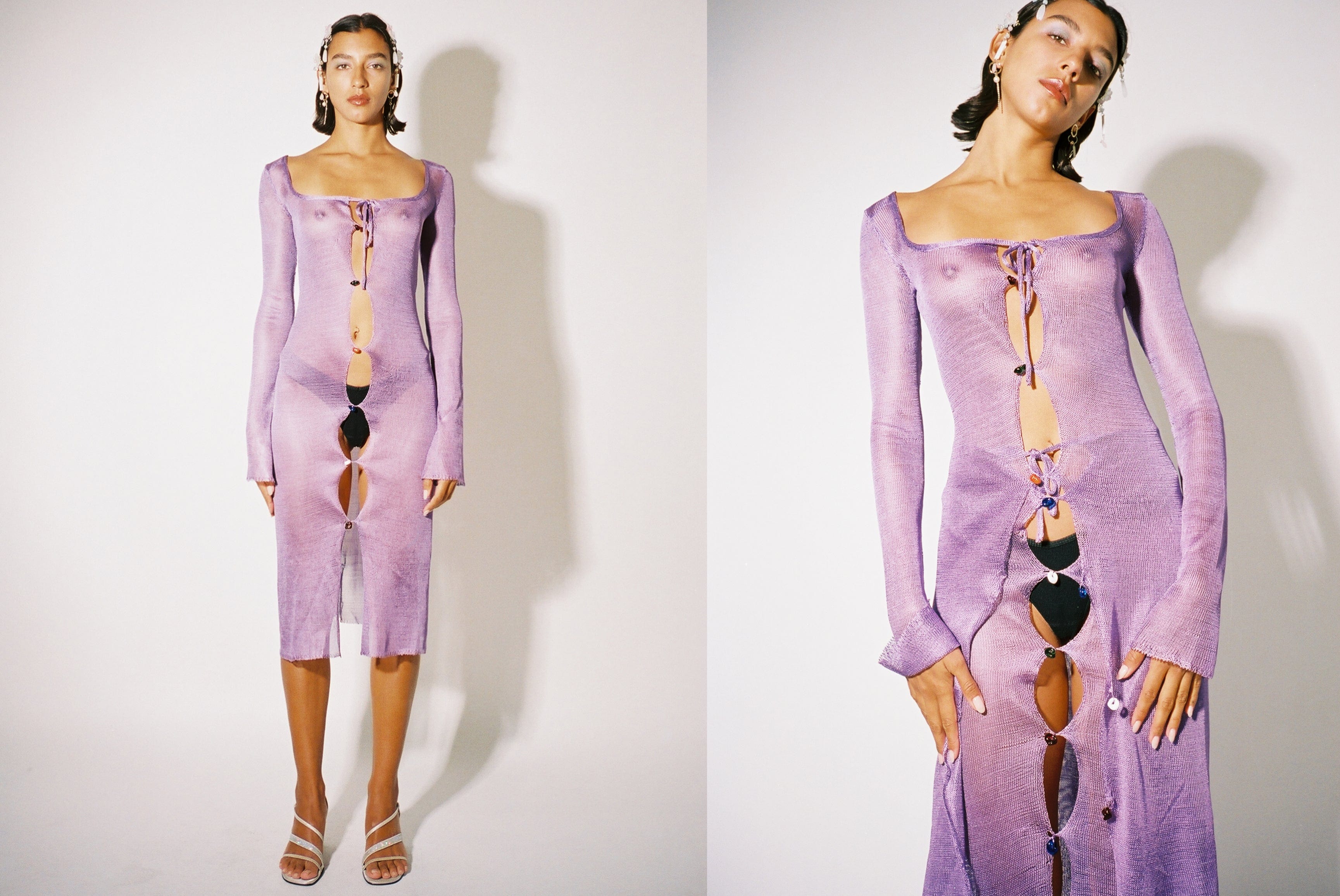 Maimoun Lucille Thièvre Lilac Knit Glass Dress