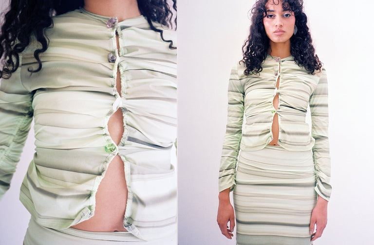 Lucille Thièvre ~ Green Stripe Betty Cardigan | MAIMOUN